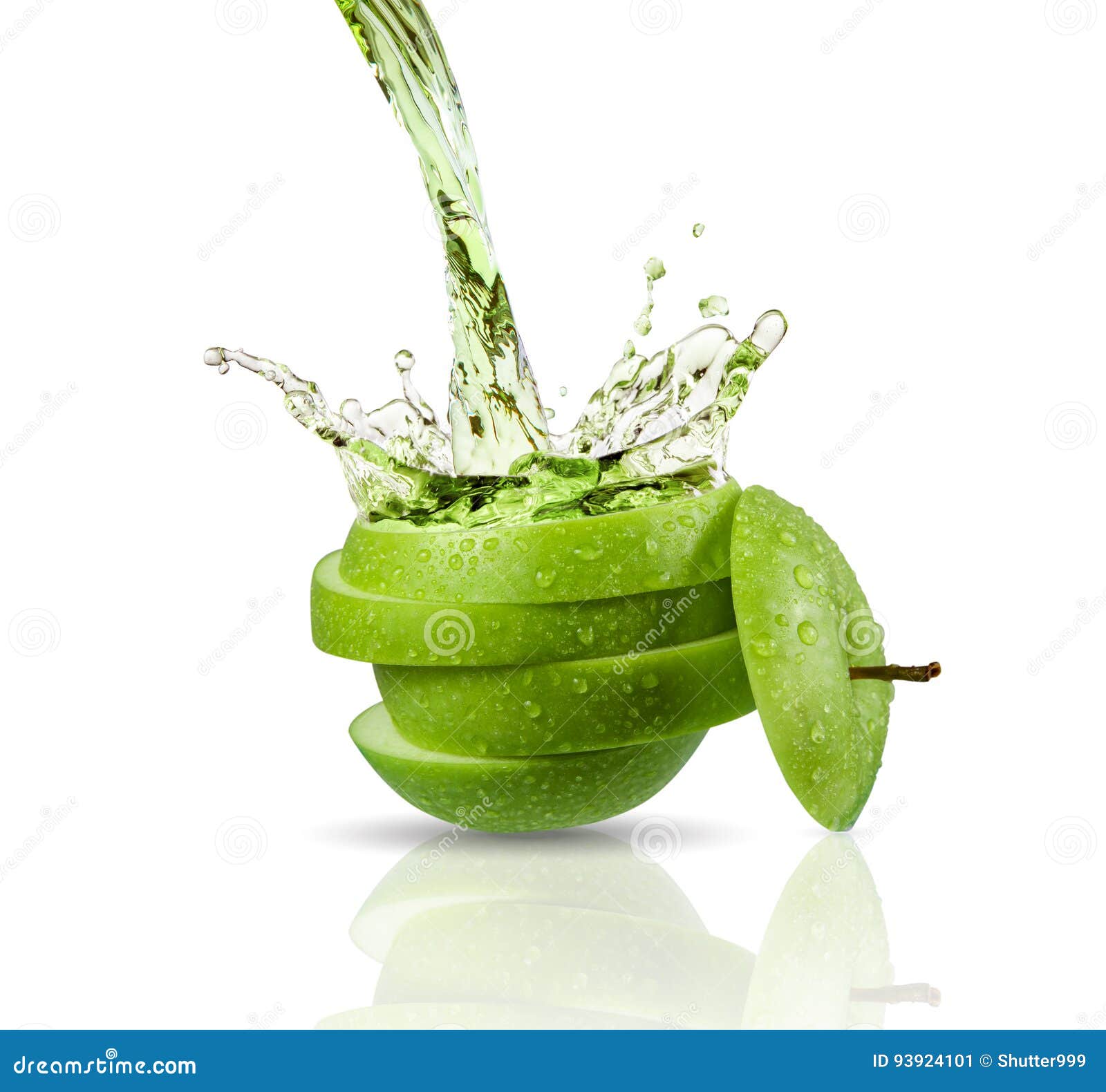 organic juicy green apples. above view Stock Photo by nblxer