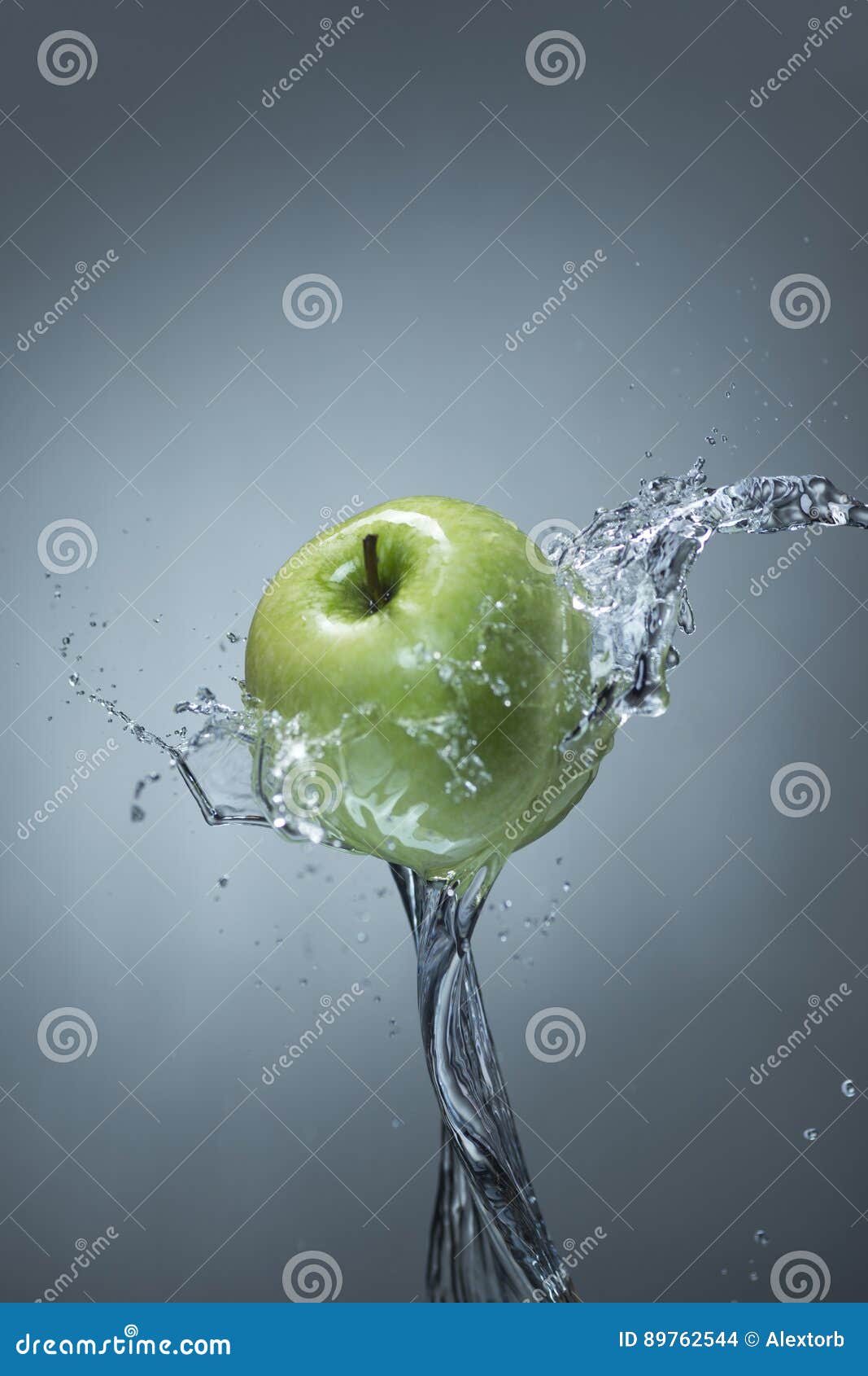 Green Apple and Water Splash on Gray Background Stock Photo Image of object, ripe 89762544