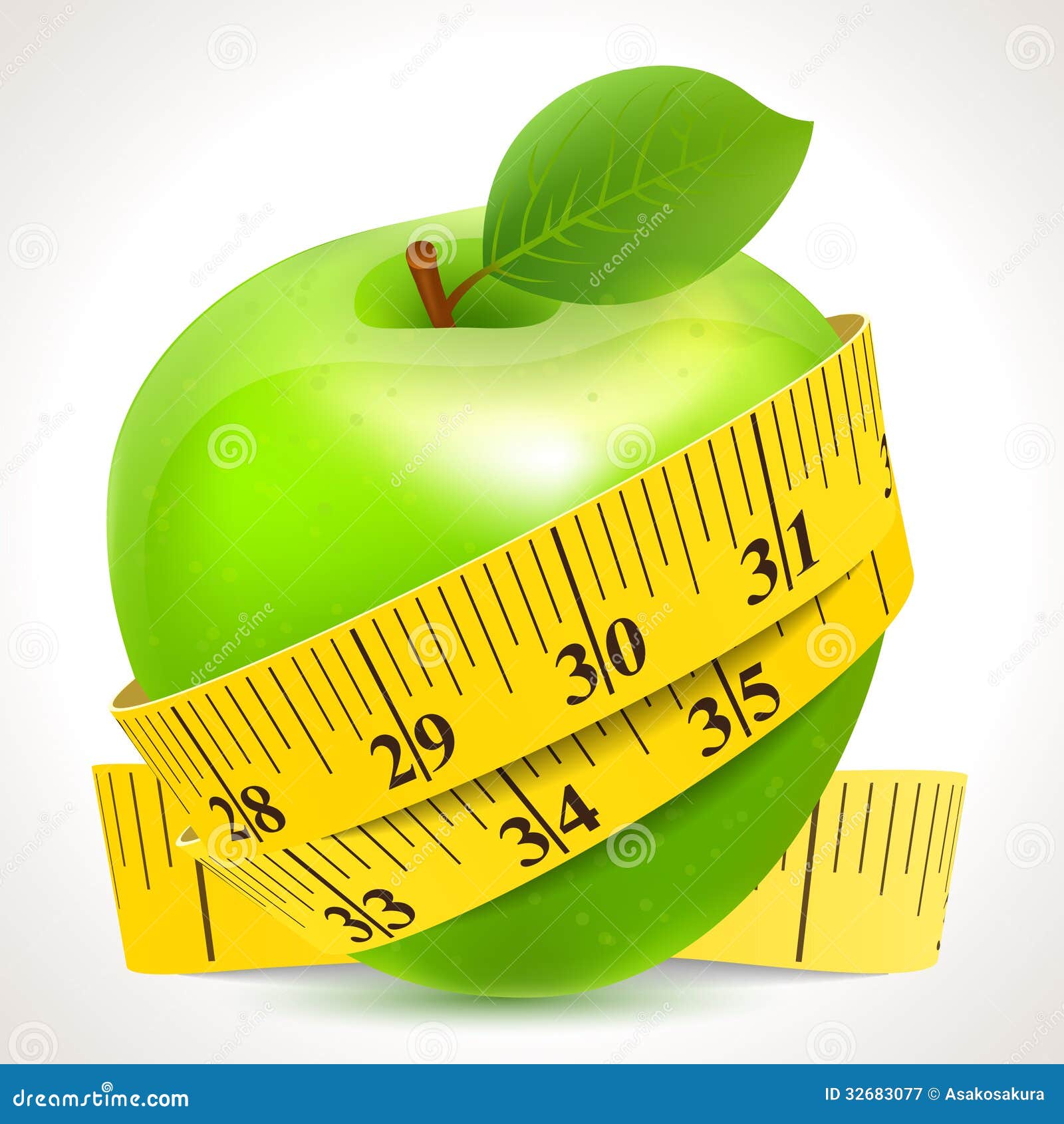 Green Apple With Measuring Tape