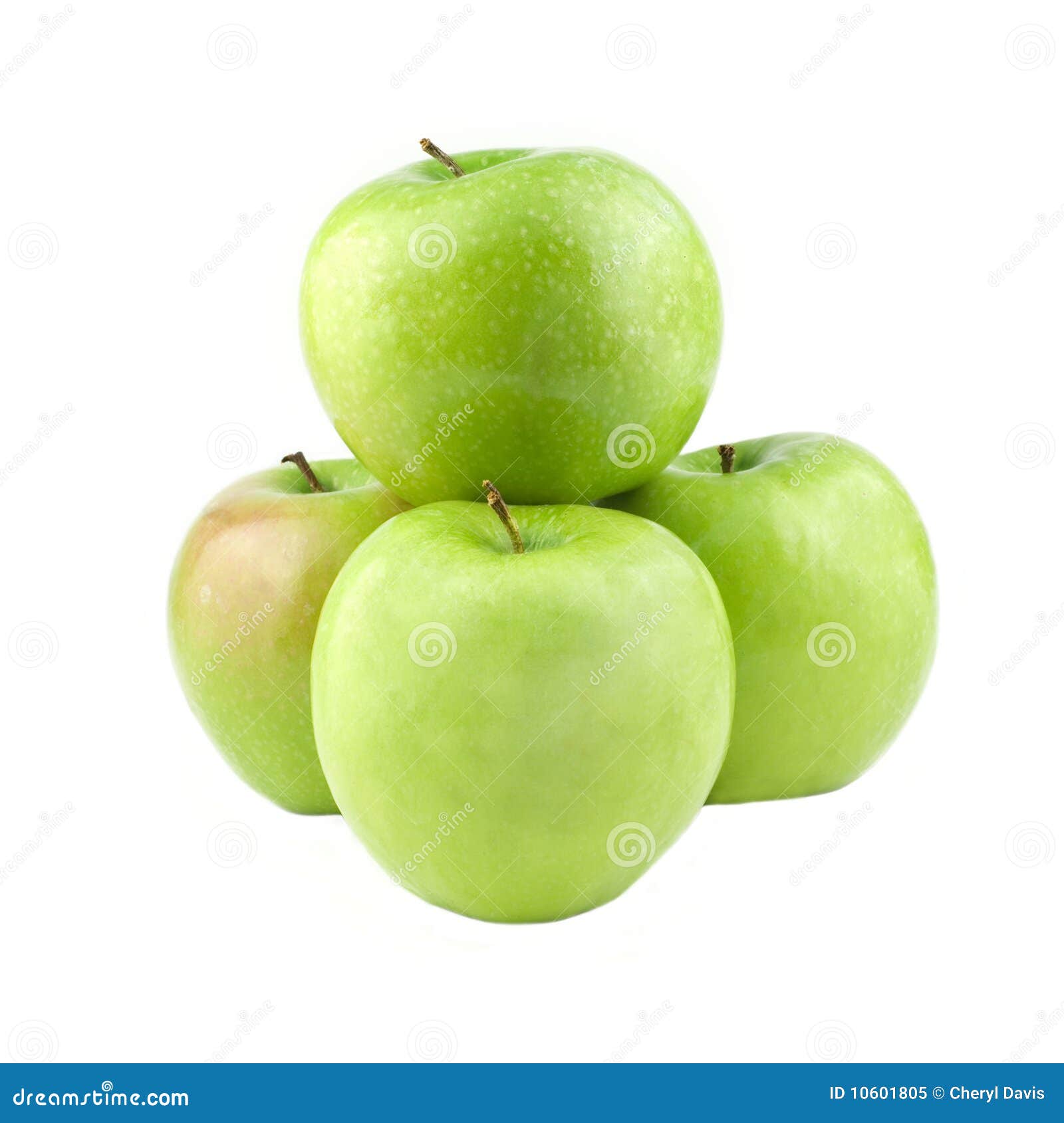 Green Apples Isolated on White Stock Image Image of delicious