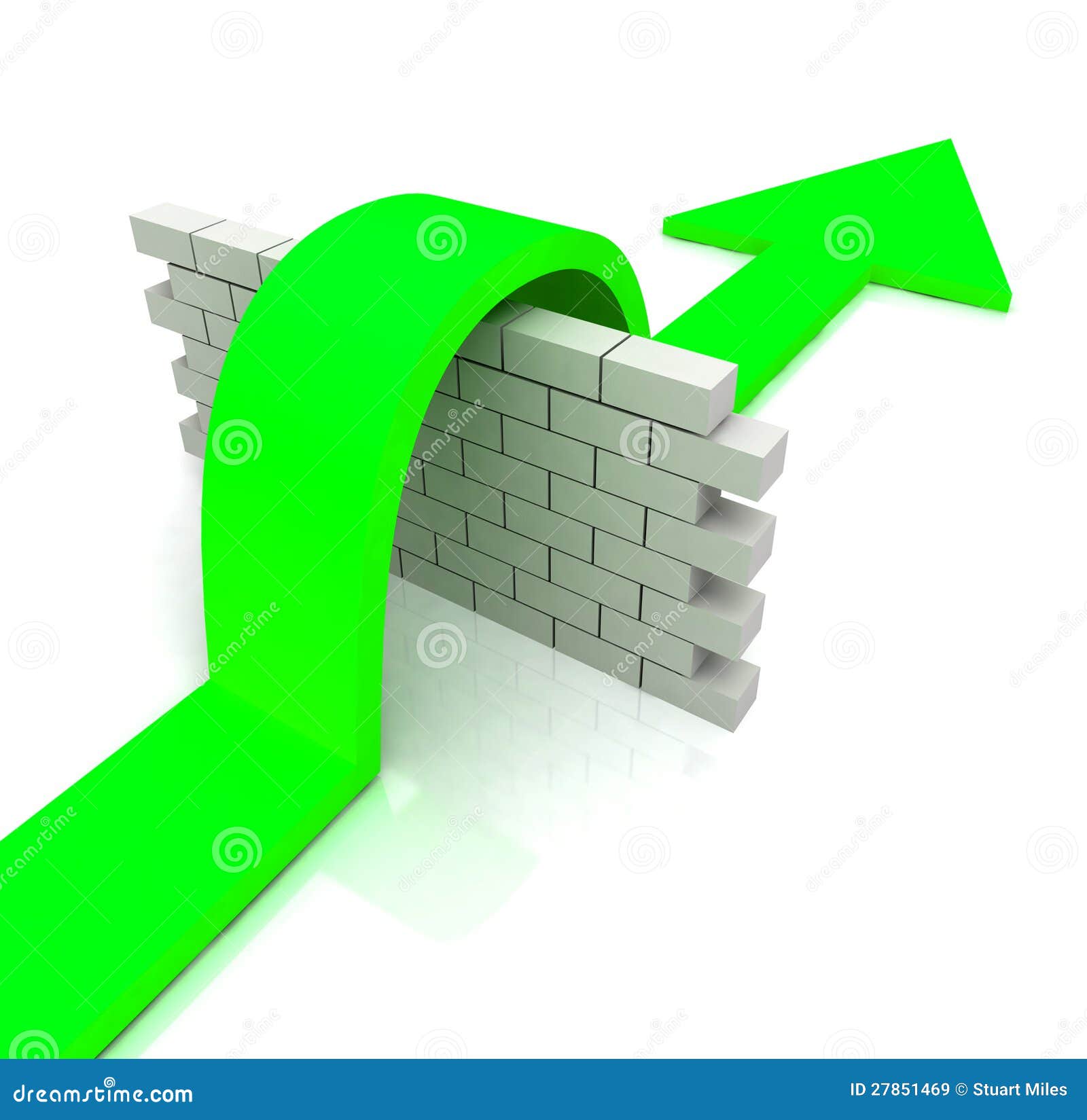 green arrow over wall means overcome obstacles