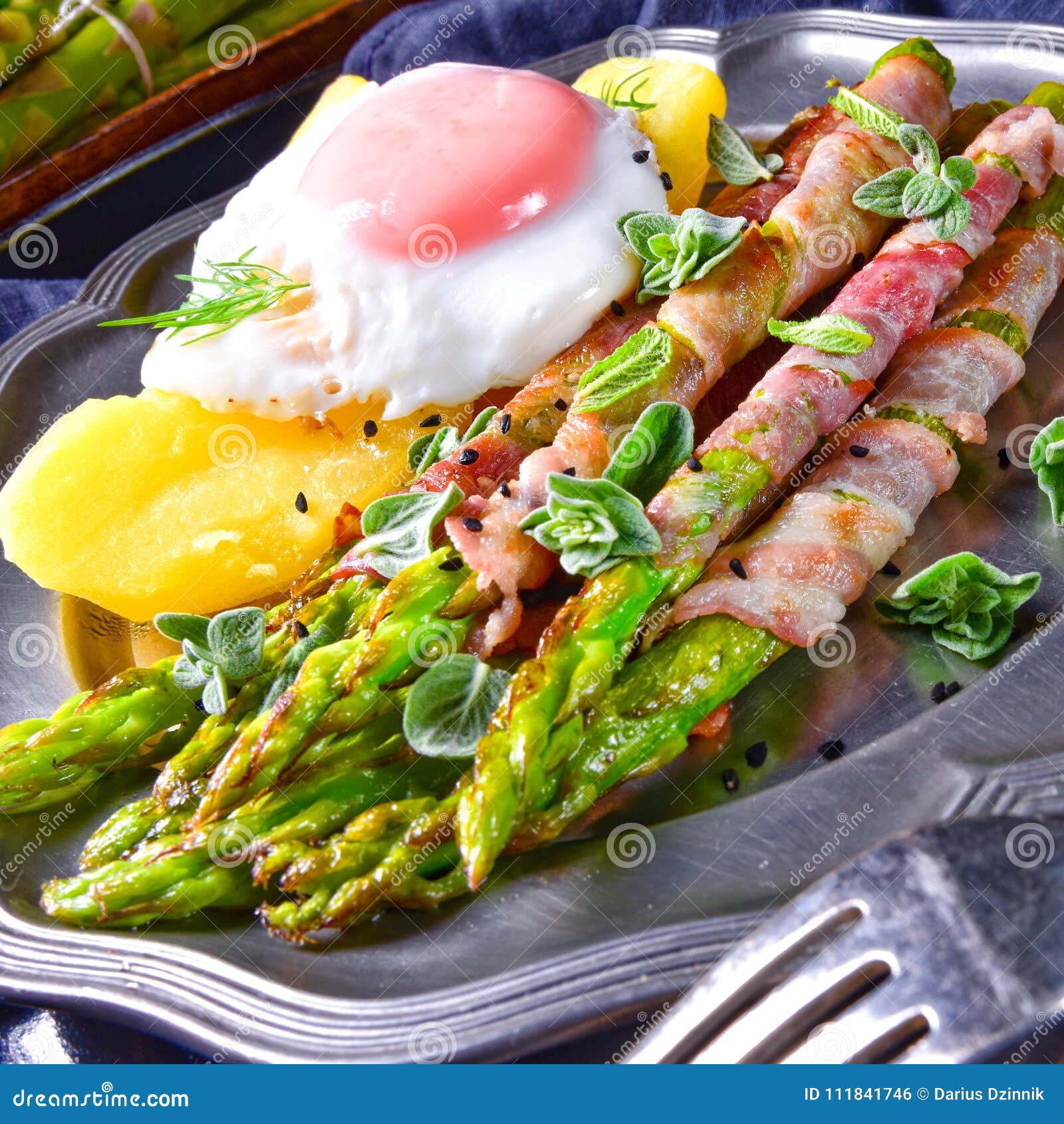Green Asparagus from the Grill with Egg Stock Photo Image of dish