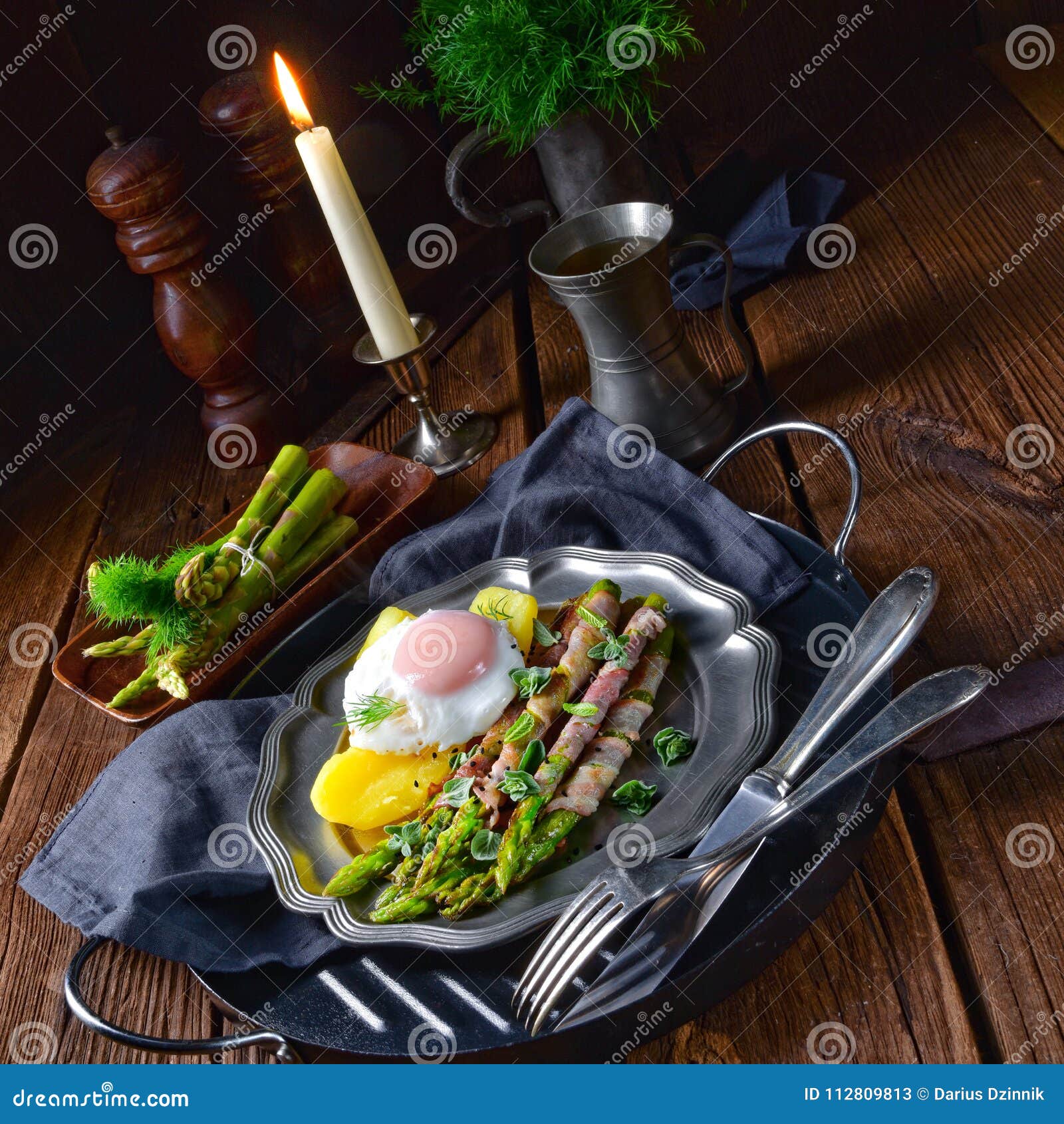 Green Asparagus from the Grill with Egg Stock Image Image of green