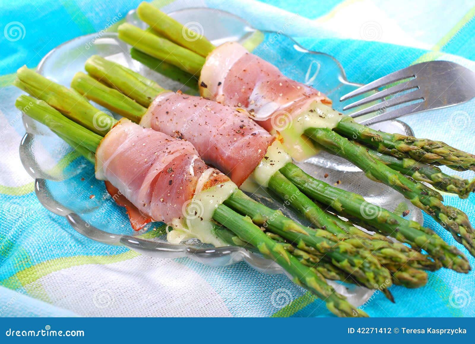 Green Asparagus with Ham Mozzarella Stock Photo Image of appetizer