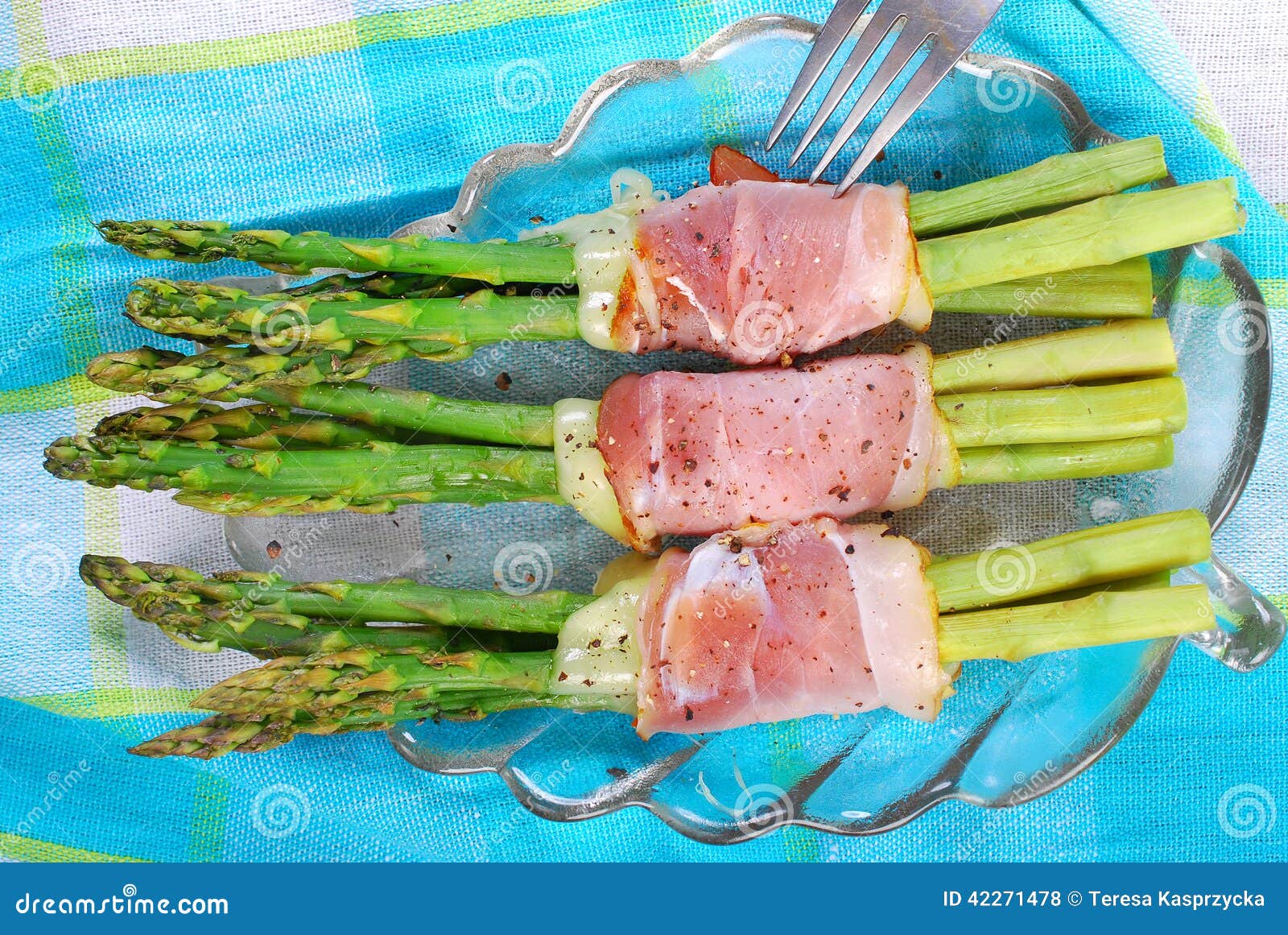 Green Asparagus with Ham and Mozzarella Stock Photo Image of rolled