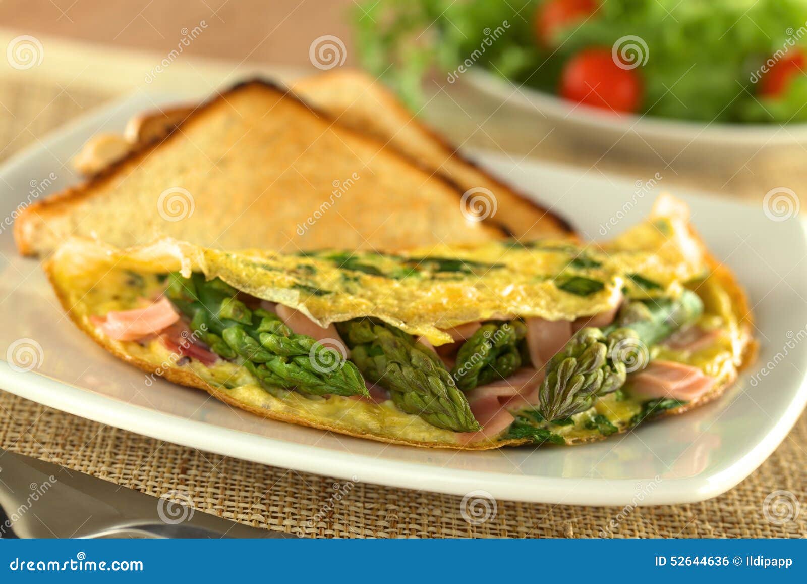 Green Asparagus and Ham Omelette Stock Photo Image of green, yellow
