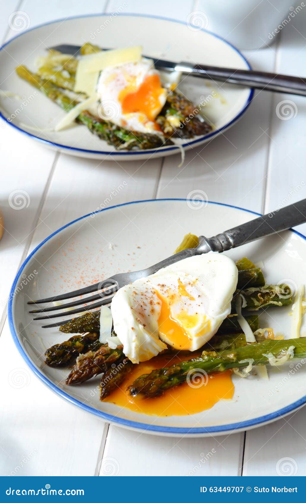 Green Asparagus with Poached Egg Stock Image Image of appetizer