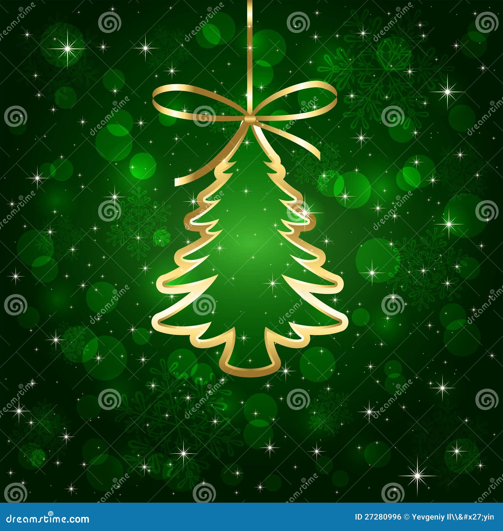 Green Background with Christmas Tree Stock Vector Illustration of glowing, round 27280996