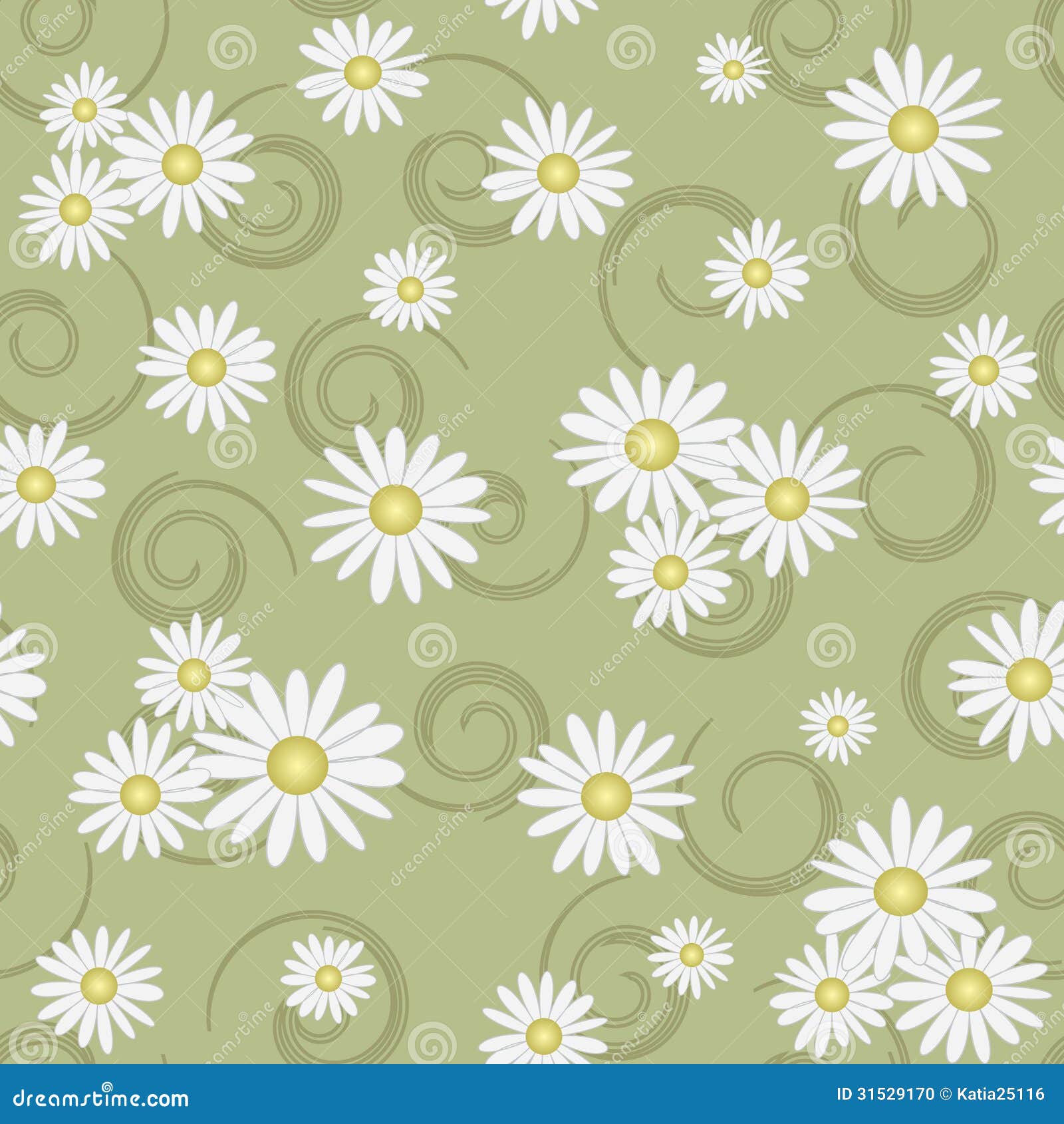 Green Background in the Daisies Stock Vector Illustration of leaf