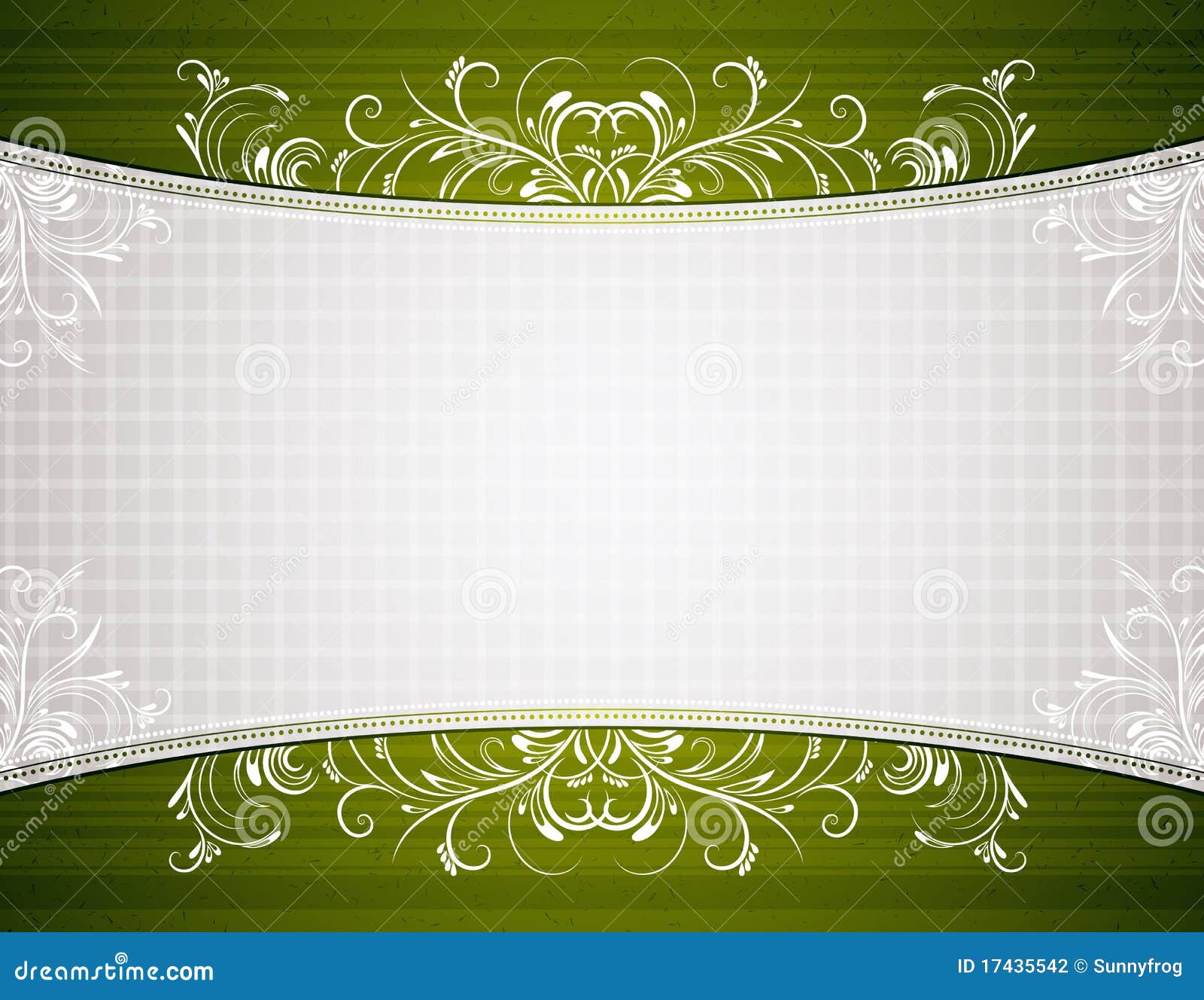 Green Background with Decorative Ornaments Stock Vector Illustration