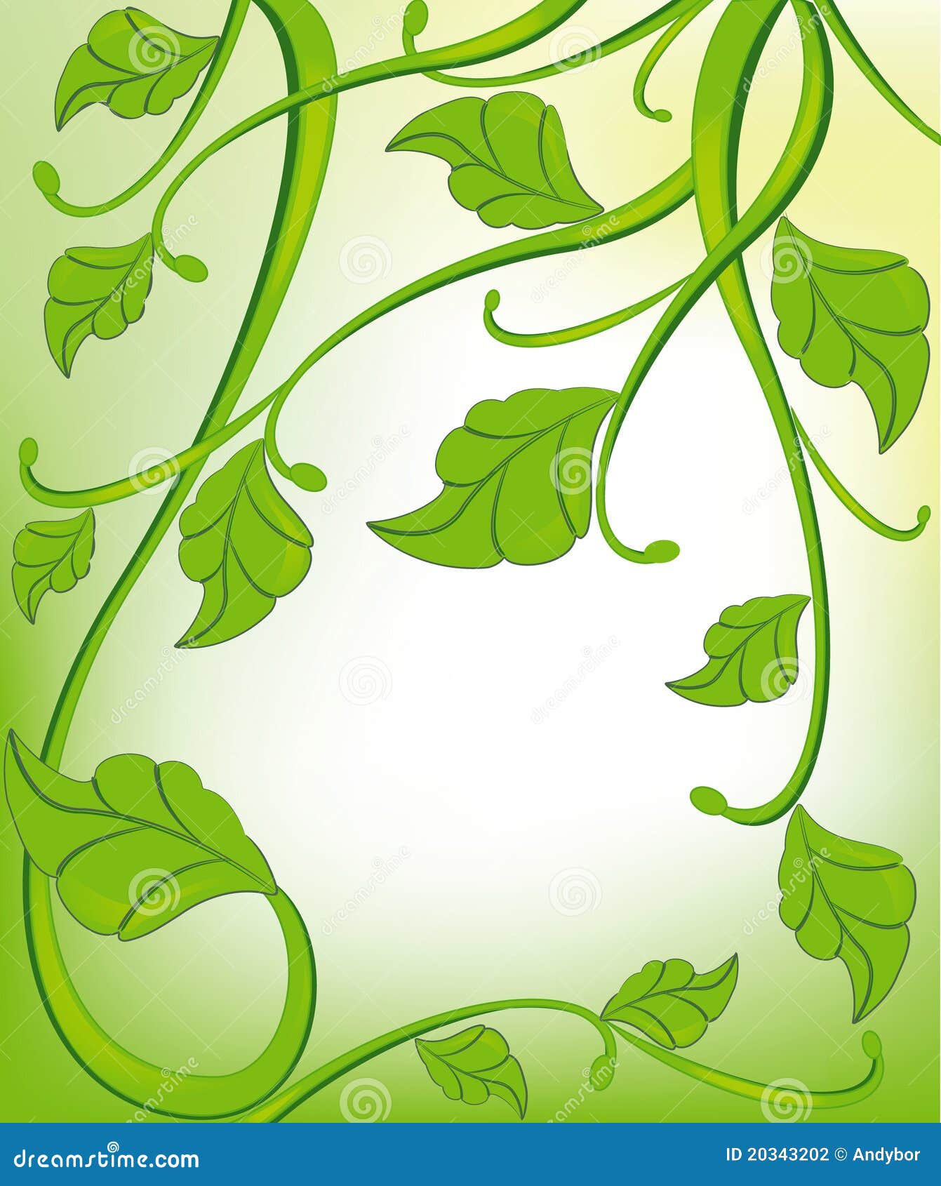 Green Background with Floral Elements Stock Vector Illustration of