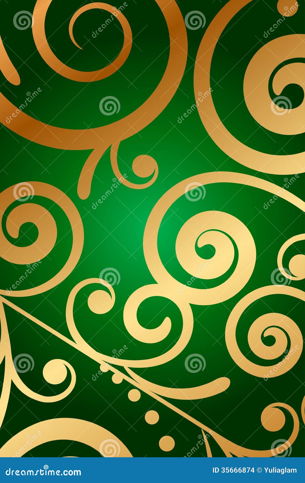 Green Background with Floral Ornament Stock Vector Illustration of