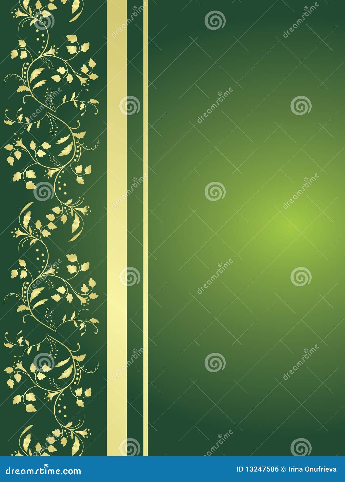 Green Background with Floral Ornaments Stock Vector Illustration of