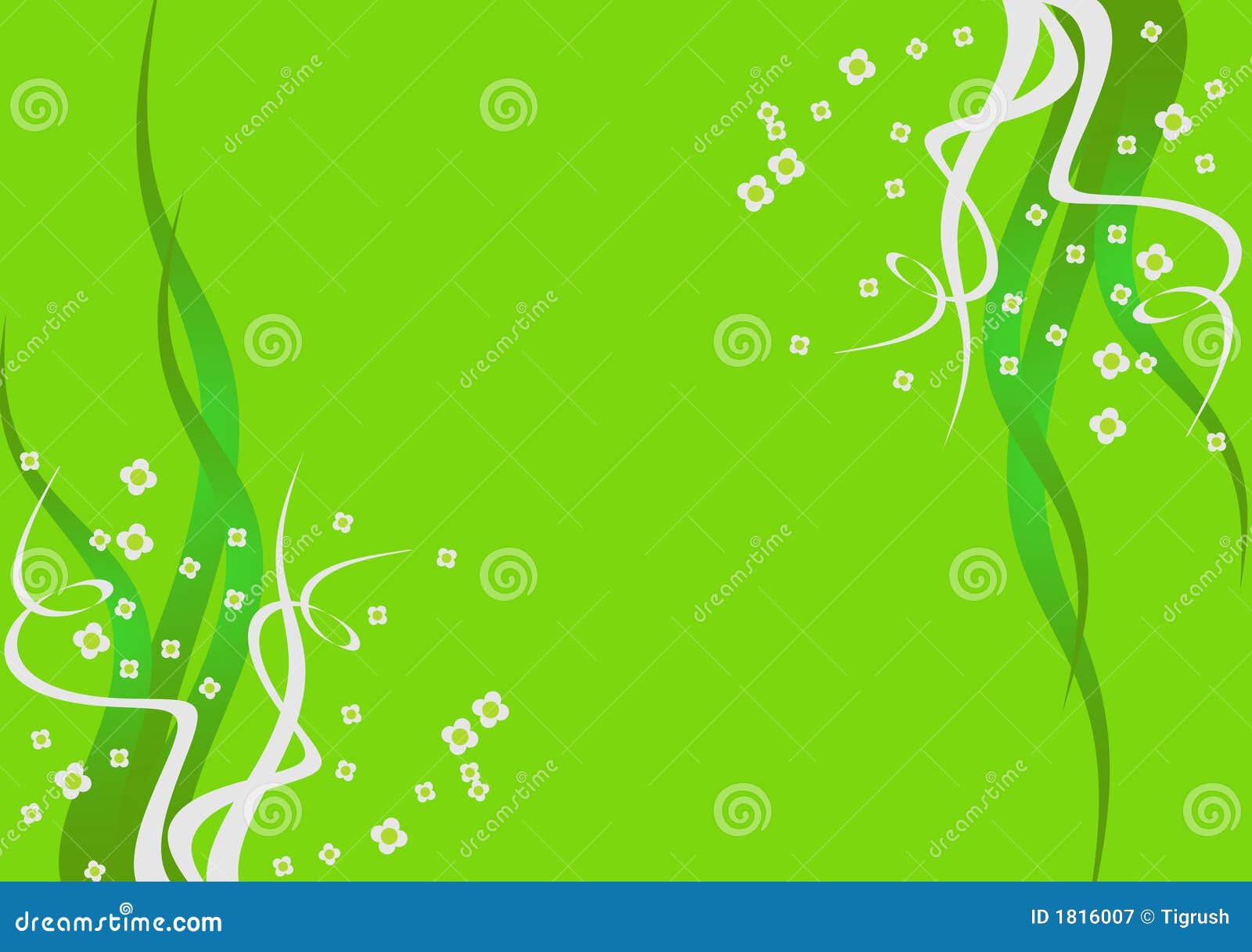 Green Background with Flowers Stock Illustration Illustration of