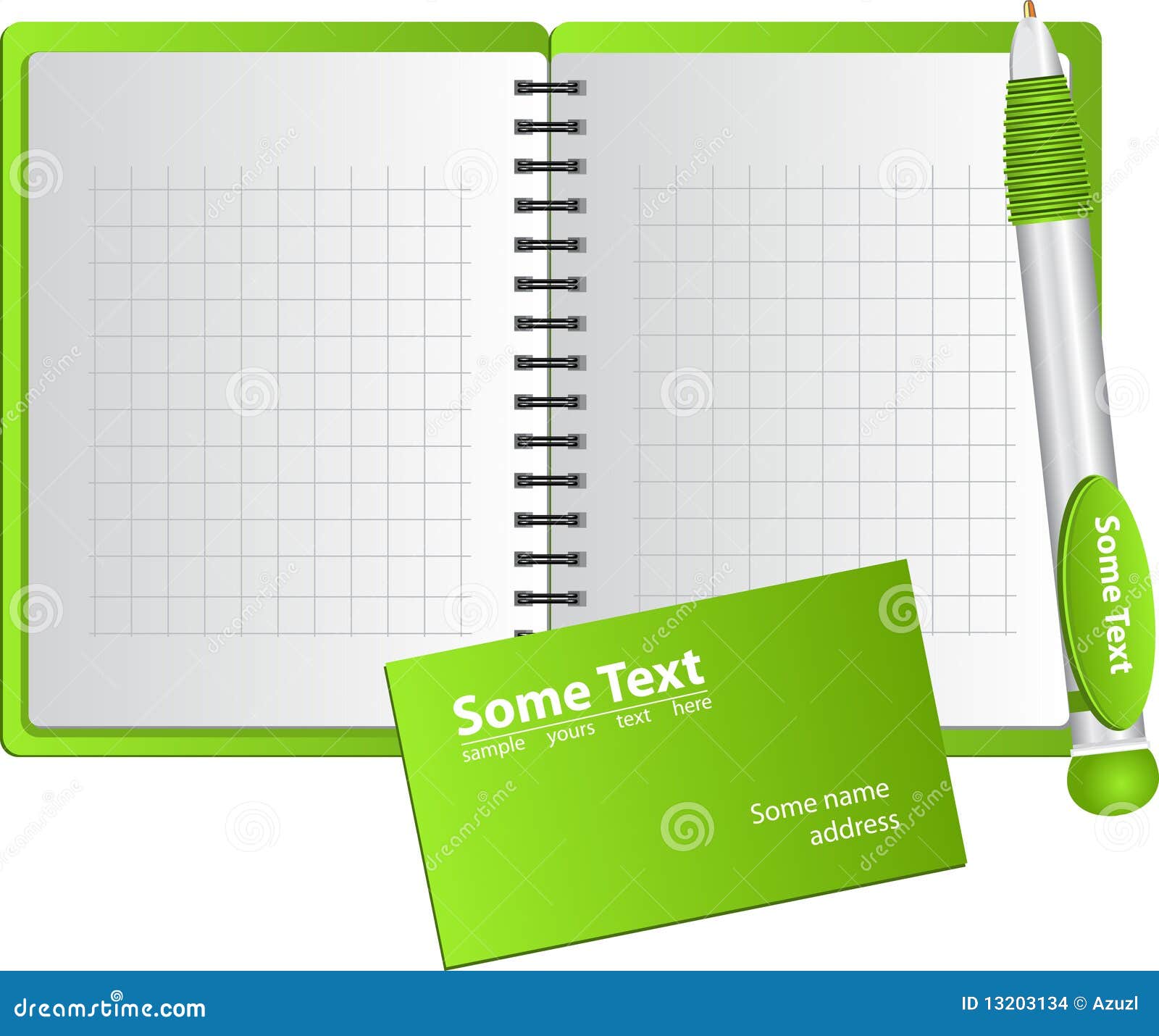Green Background From Notebook With Pen Stock Vector - Illustration of