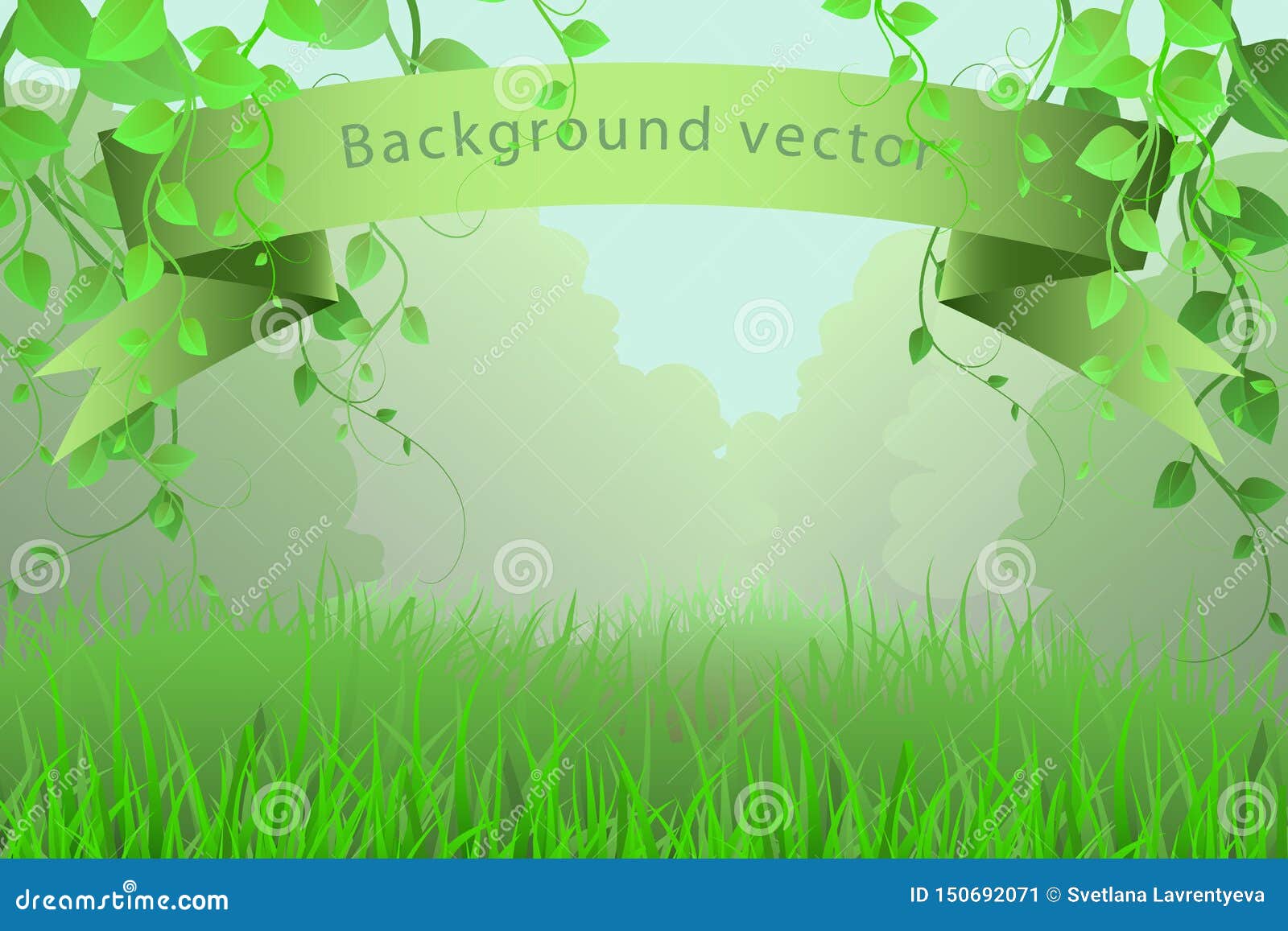 Green Background With Vegetation, Vines And Grass Stock Vector