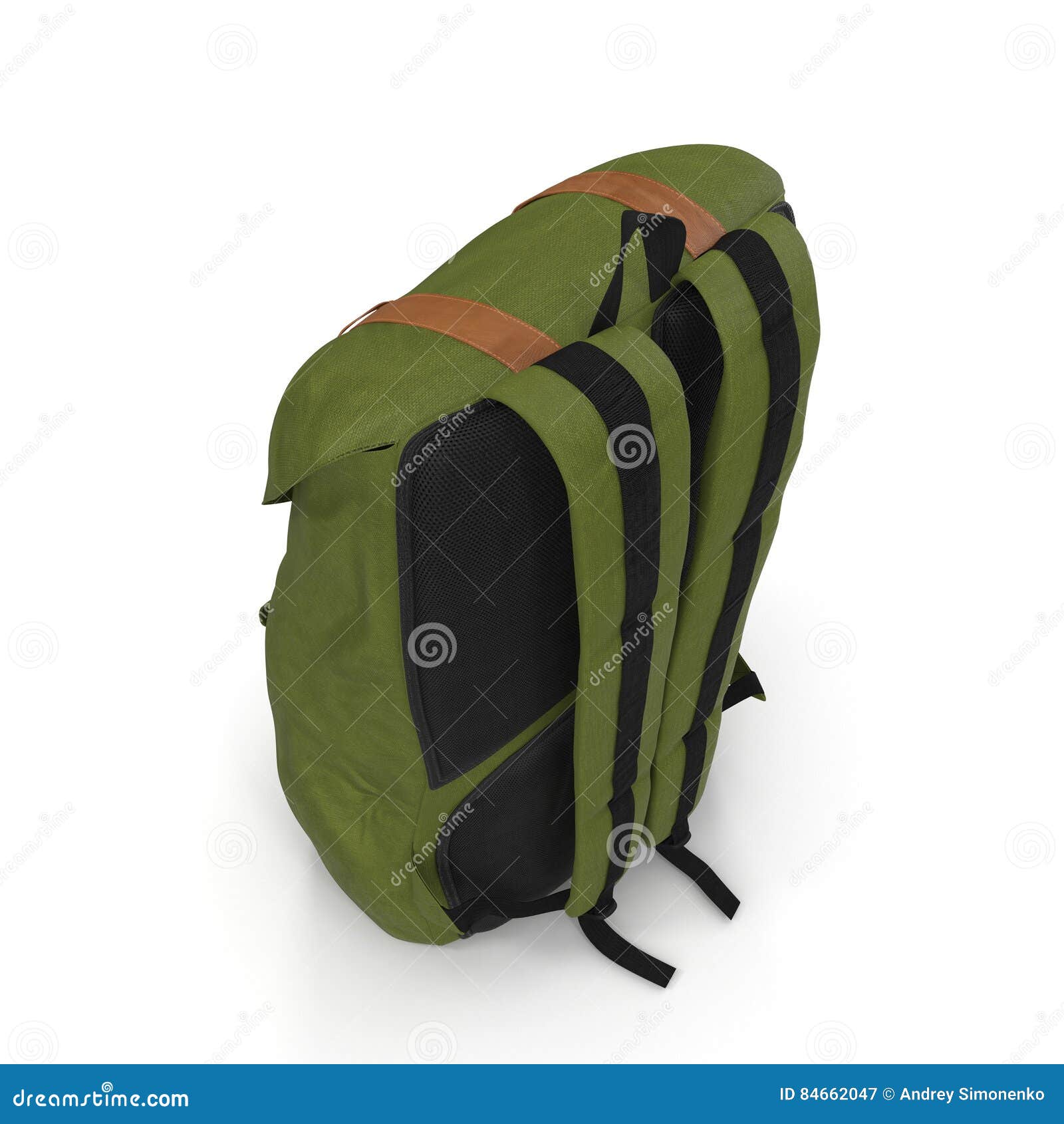 Green Backpack Or Back Pack Or School Bag Or Rucksack Isolated On White