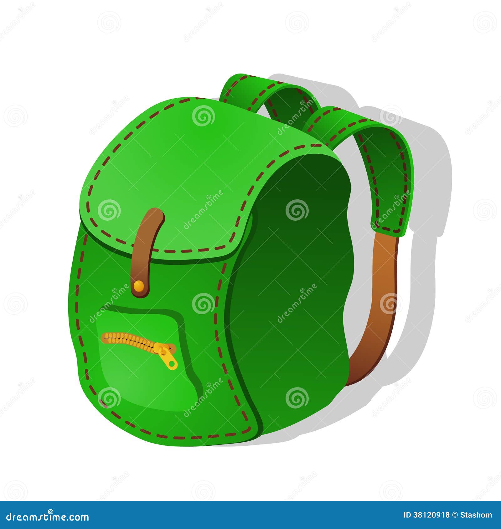 Green Backpack. Vector Illustration Stock Vector Illustration of
