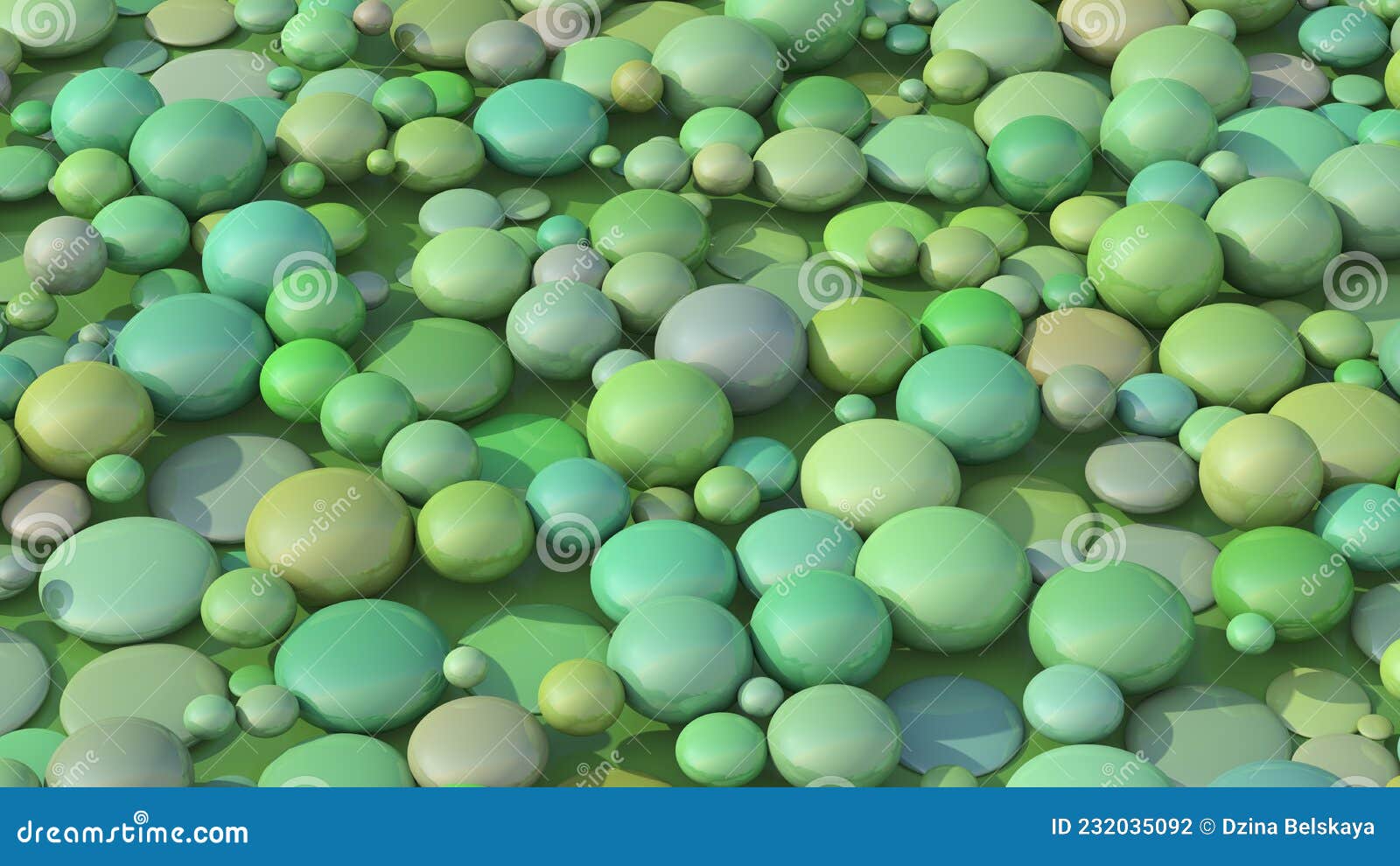 Green Balls Morphing. Abstract Illustration, 3d Render Stock
