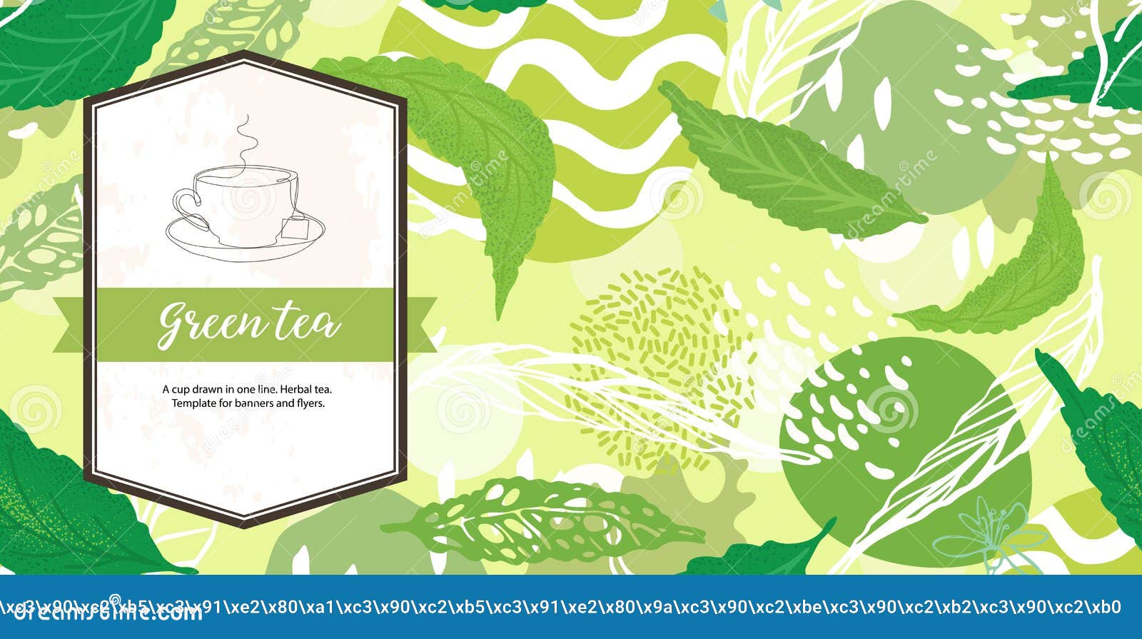 Green Banner for Tea Design. Tea Shop. a Cup Drawn in One Line Stock Vector  - Illustration of herbal, highgloss: 172240563