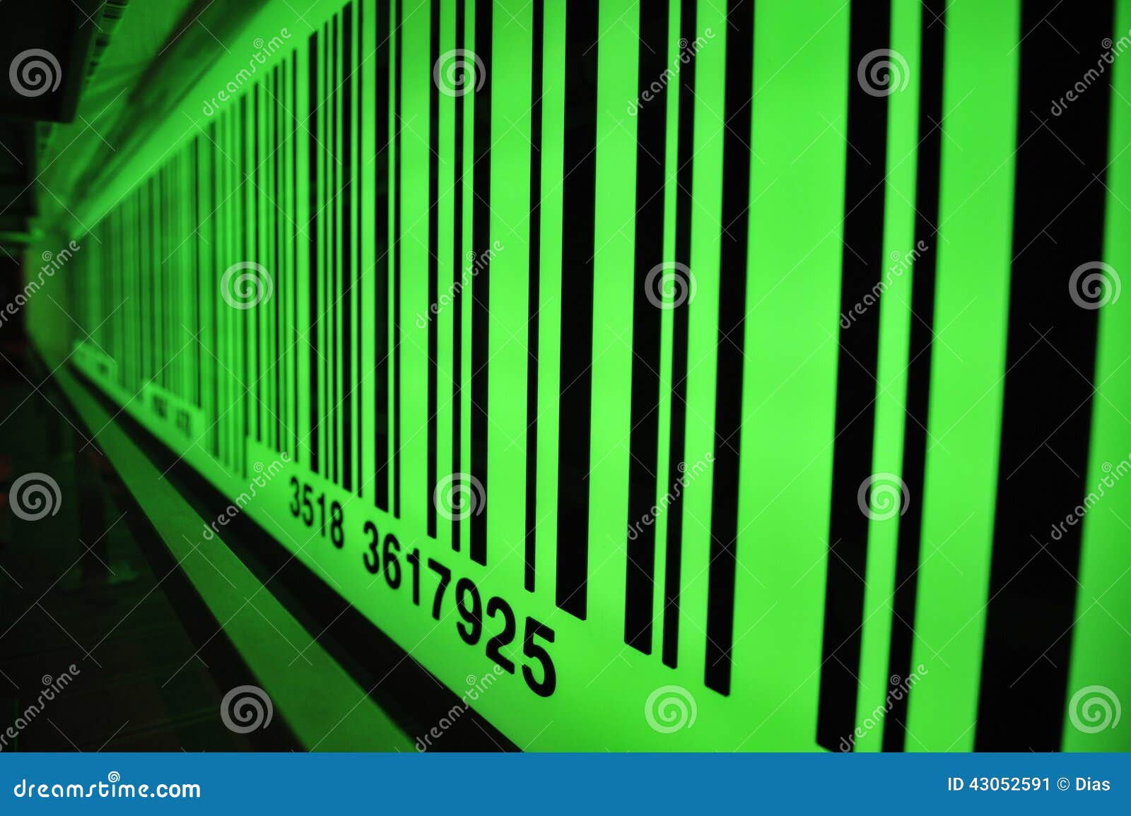 green barcode with selective focus