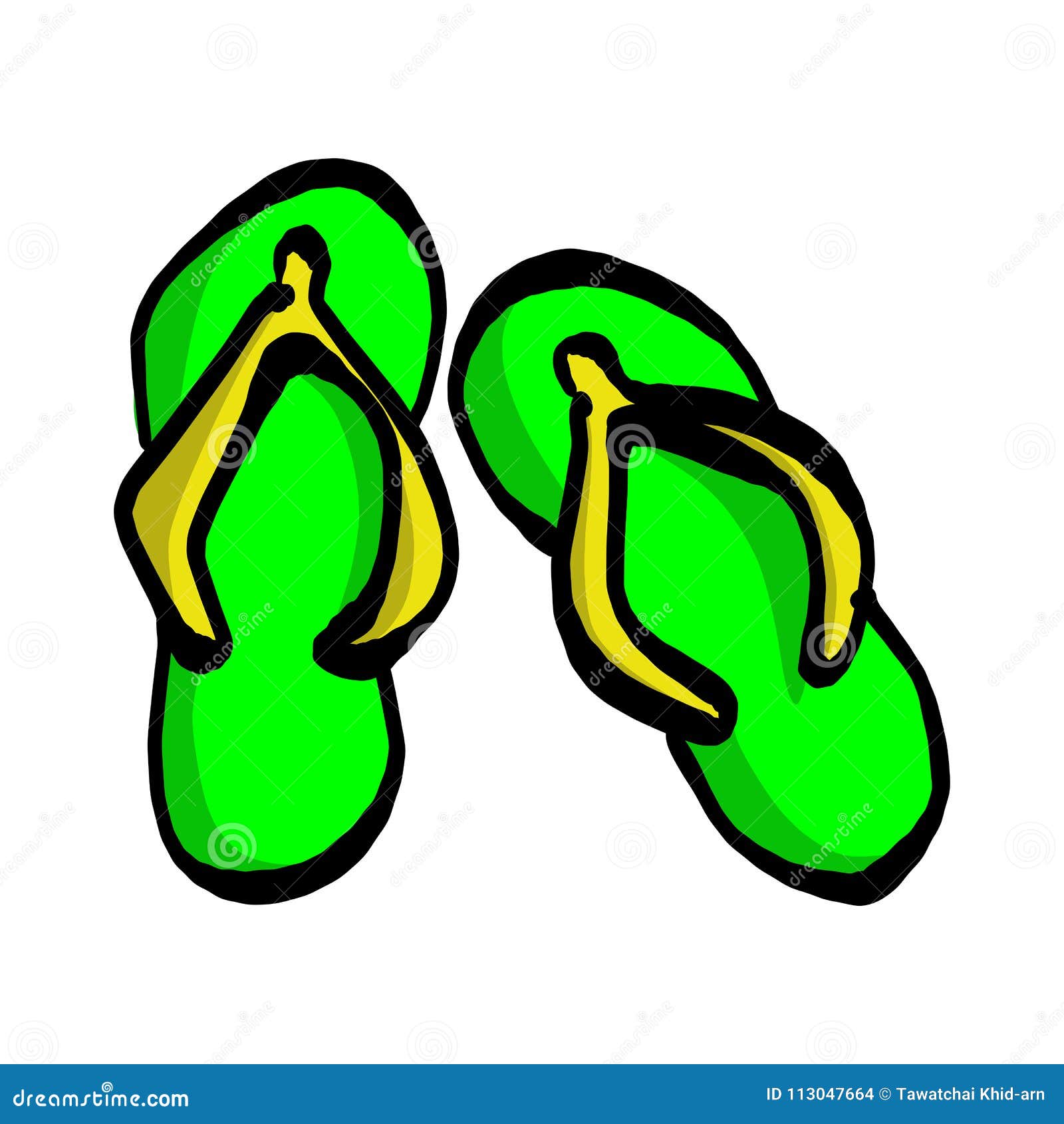 Green Beach Slippers or Colorful Summer Flip Flops Vector Illustration ...