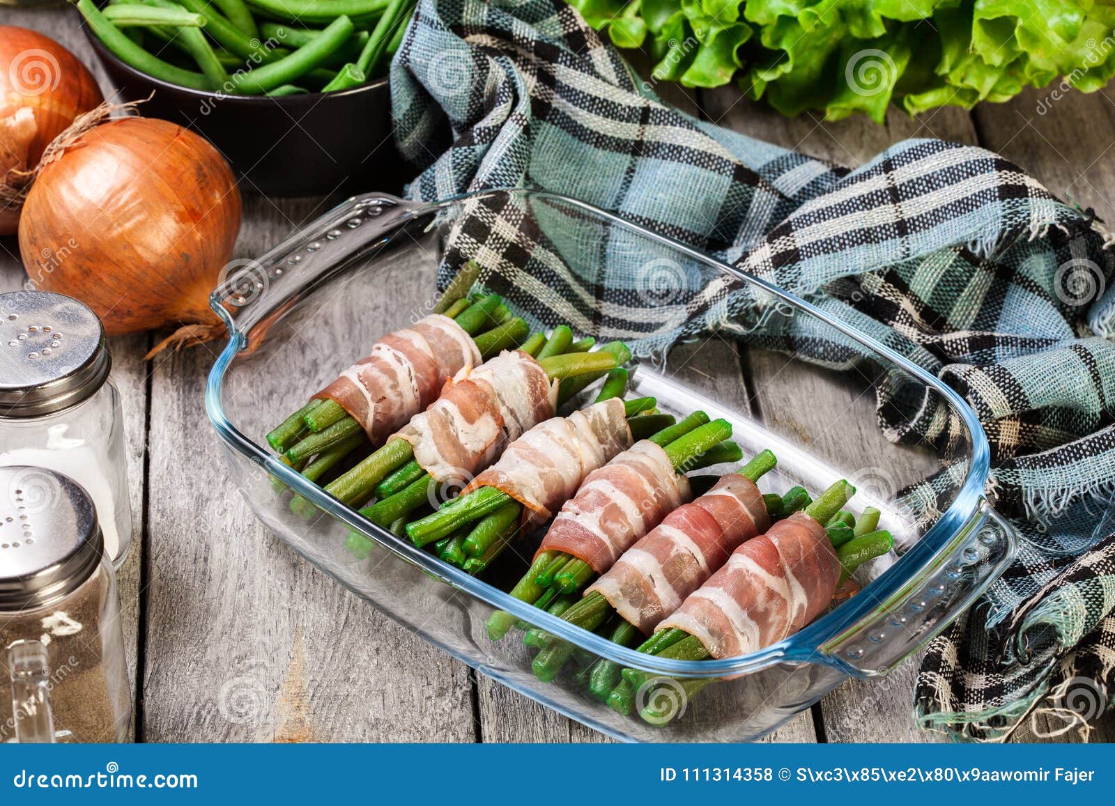 Green Bean Wrapped in Smoked Bacon Stock Photo Image of food, green