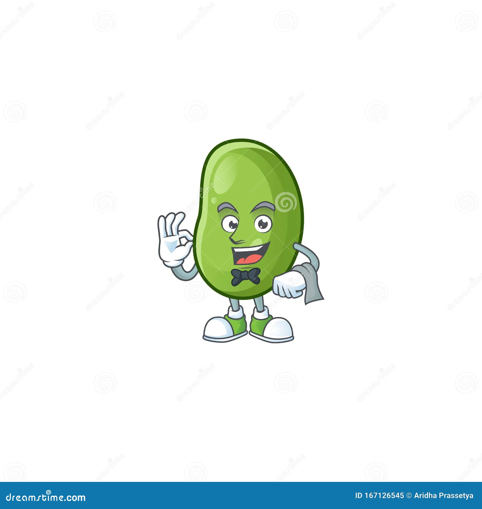 Green Beans Cartoon Character As a Waiter Look Stock Vector - Illustration  of bean, maid: 167126545