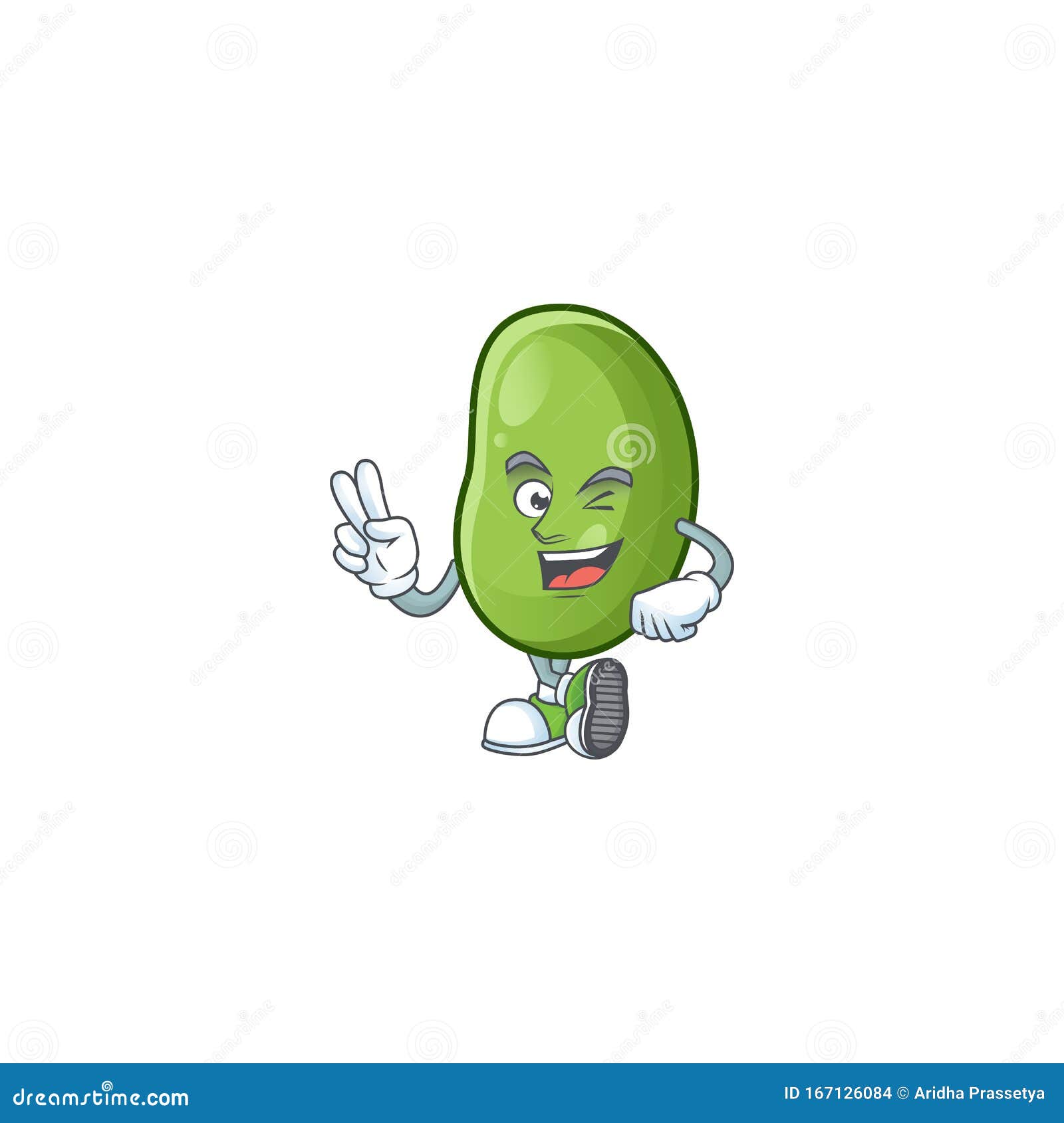 Green Beans Cartoon Mascot Style with Two Fingers Stock Vector ...
