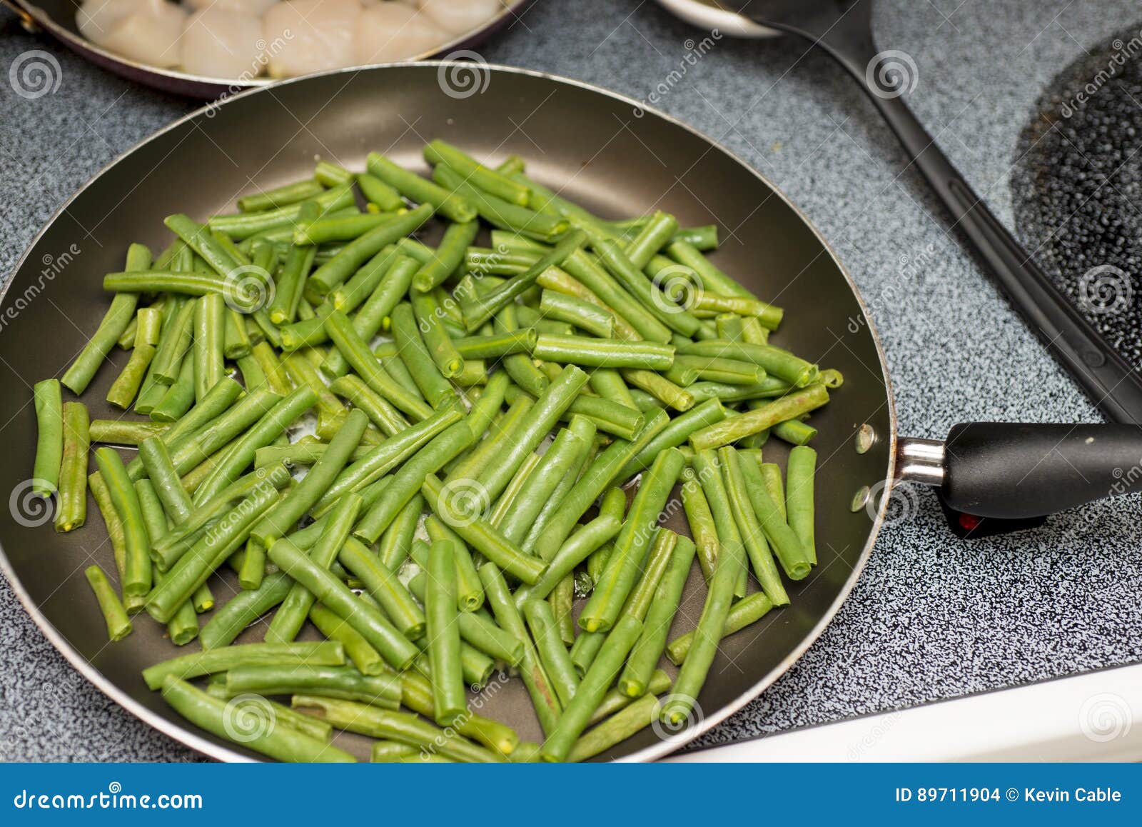 Green Beans Cooking in a Pan on a Stove Stock Photo Image of leafy