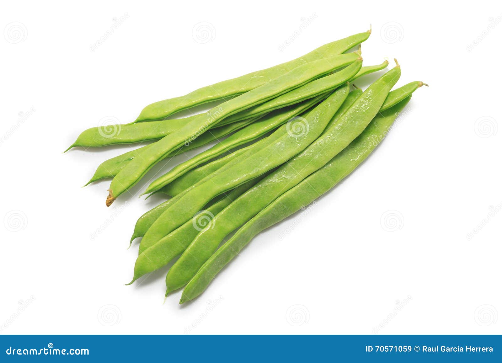 green beans handful  on white background