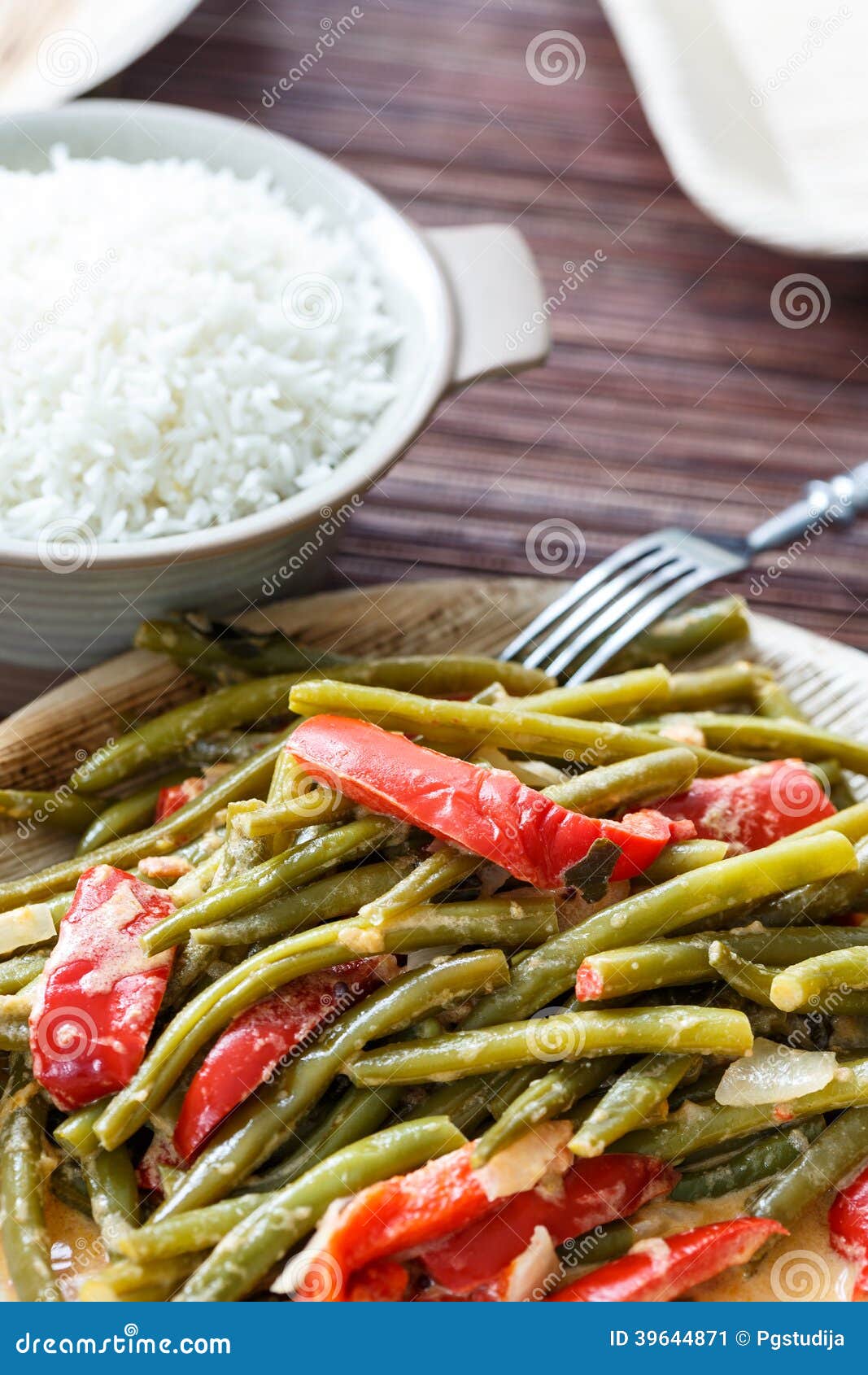 Green beans and rice stock image. Image of green, vegetarian 39644871