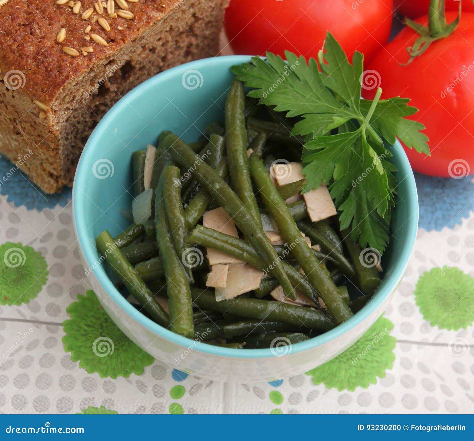 Green beans stock photo. Image of green, sausage, recipe - 93230200