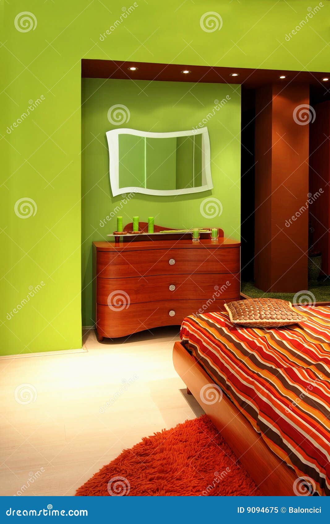 Green bedroom detail stock image. Image of bedroom, contemporary 9094675