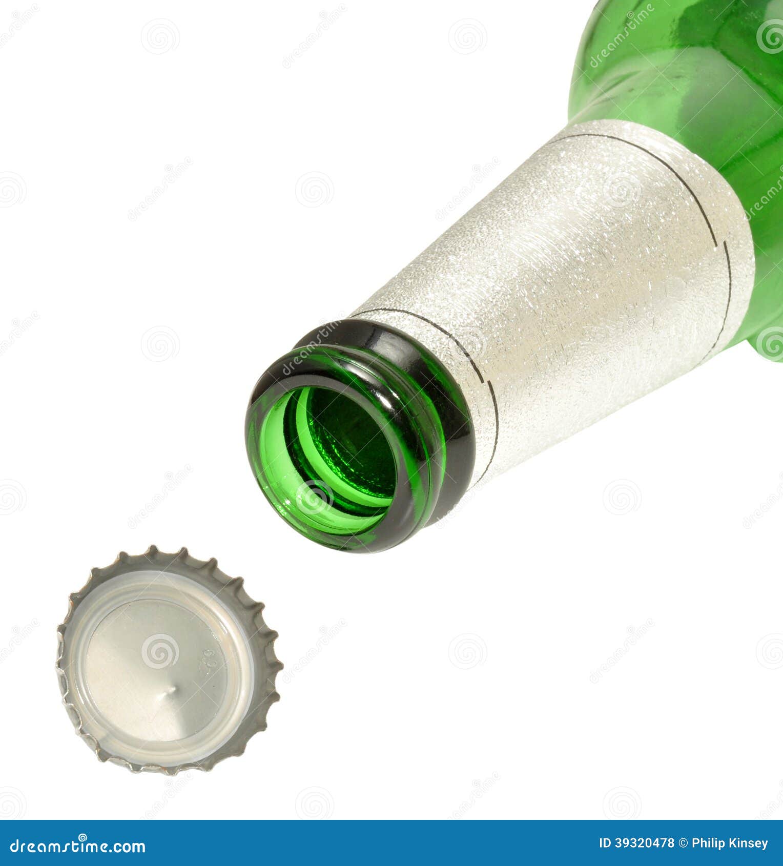 Green Beer Bottle and Cap stock photo. Image of glass 39320478