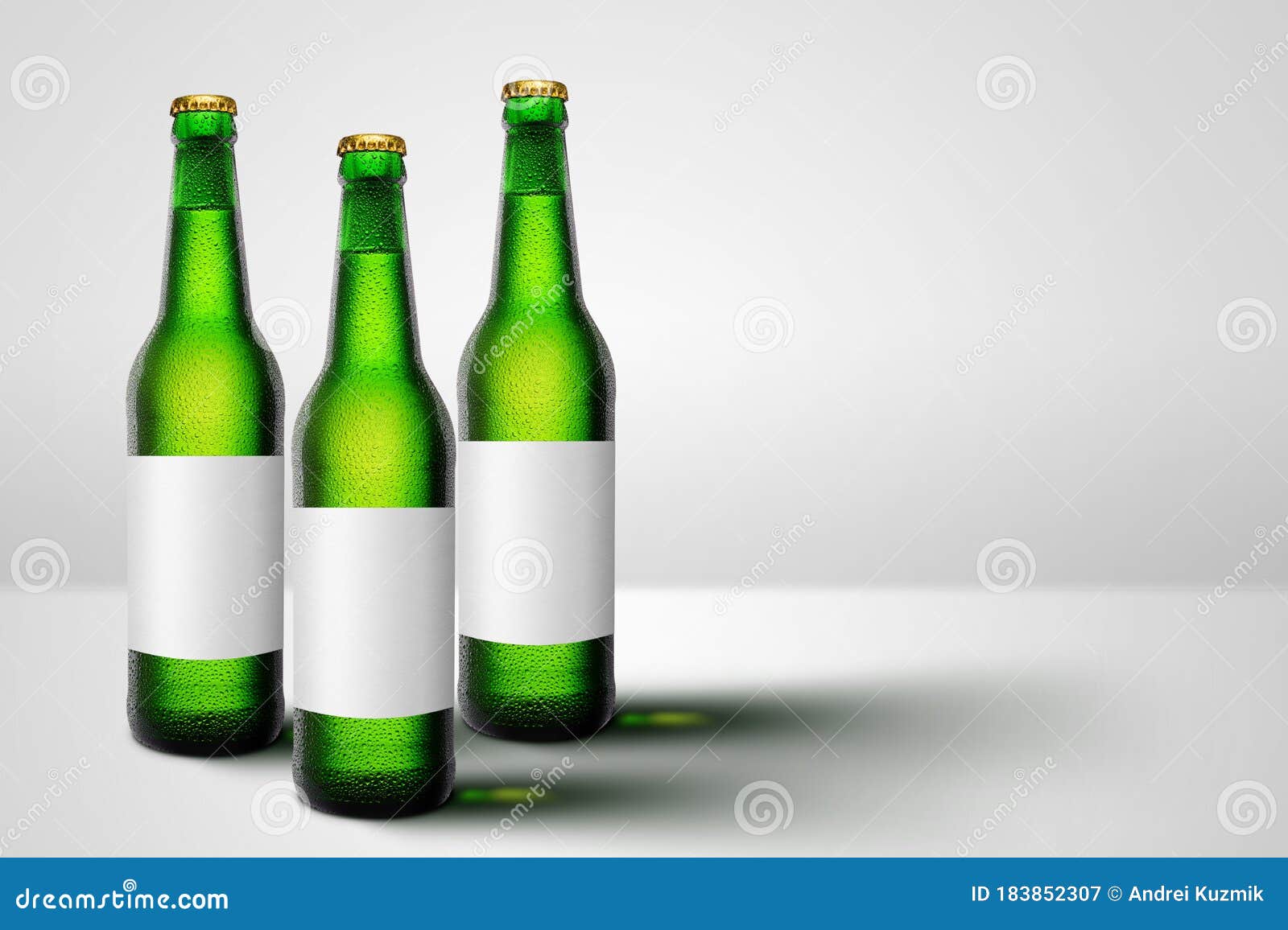Download Green Beer Bottles With Blank Label Mock-up Advertising Stock Image - Image of product, glass ...
