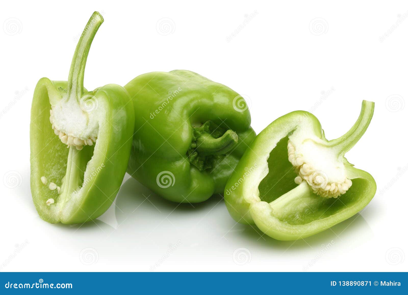Green Bell Peppers on White Background Stock Image Image of kitchen
