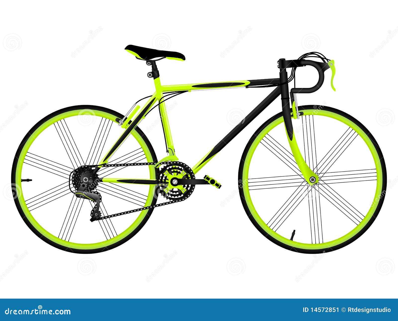 Green bicycle stock illustration. Illustration of chain 14572851