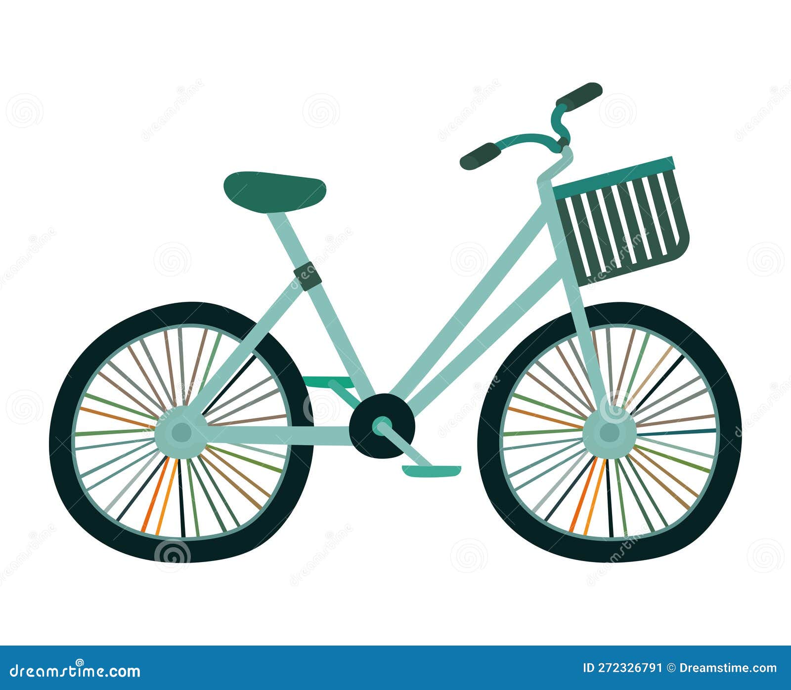 Green bicycle with basket stock vector. Illustration of healthy 272326791