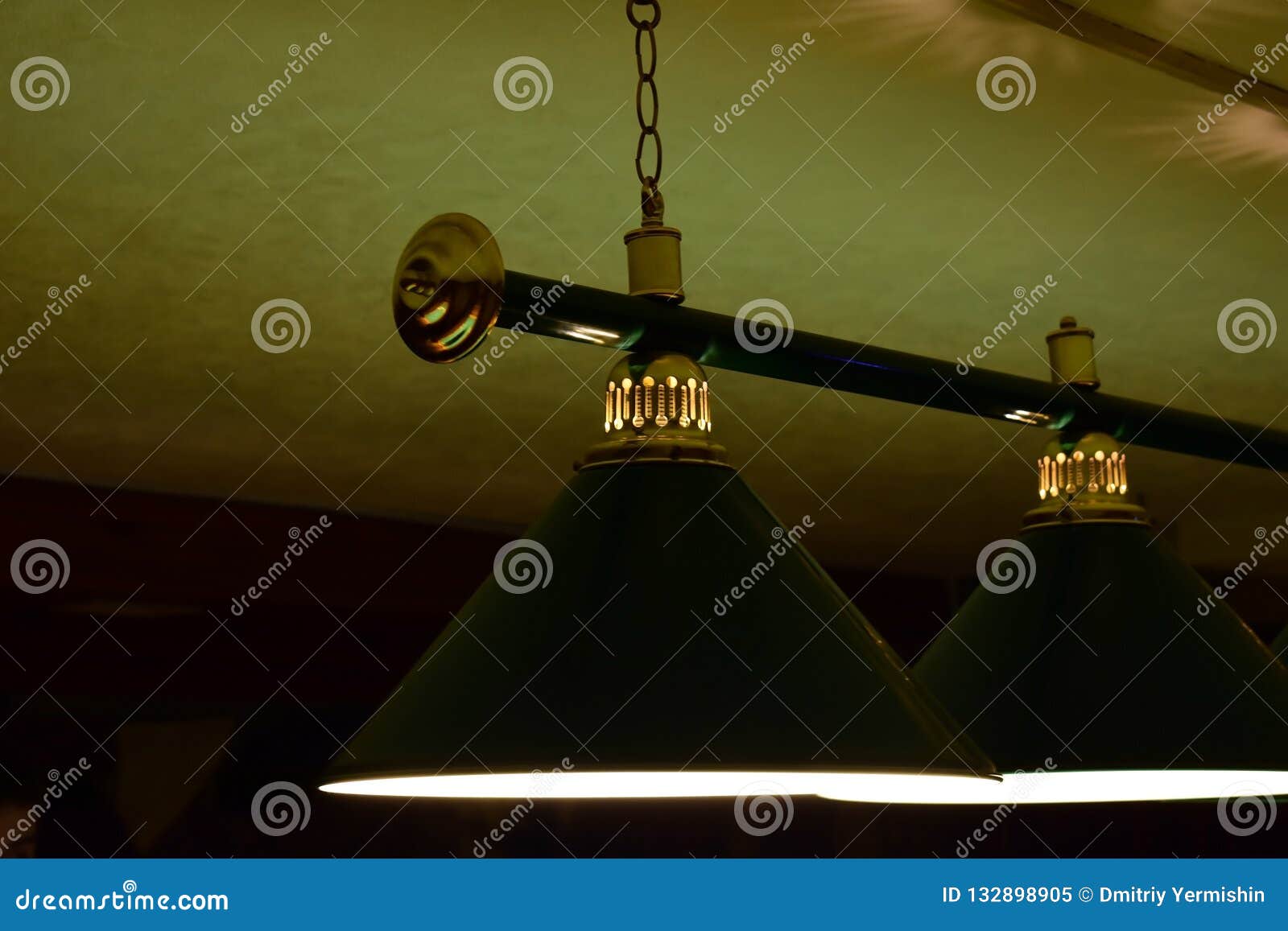 Green Billiard Lamp Close Up Stock Image Image of illuminated, bulb