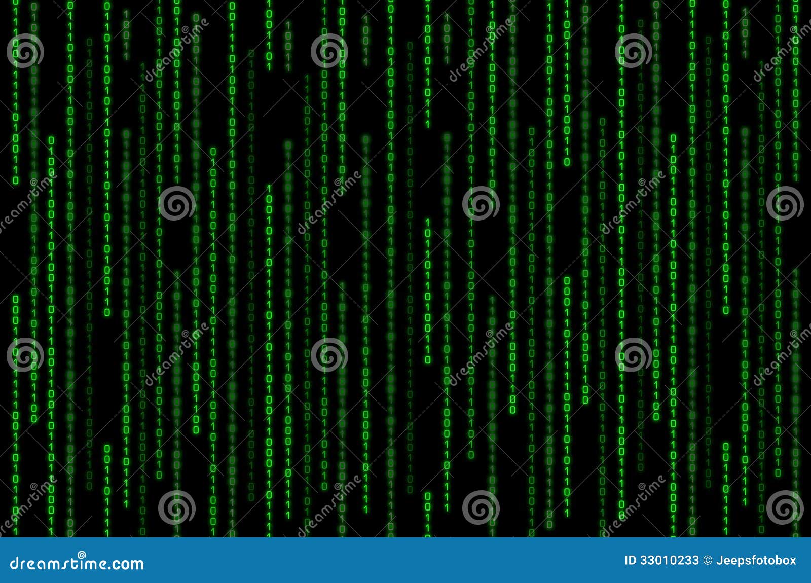 green binary matrix on black background