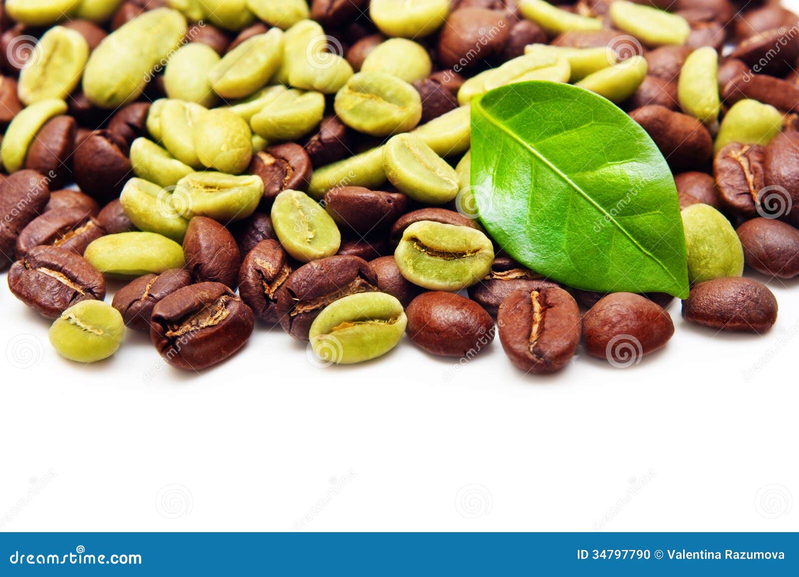Green and Black Coffee Beans. Stock Photo Image of roast, instant
