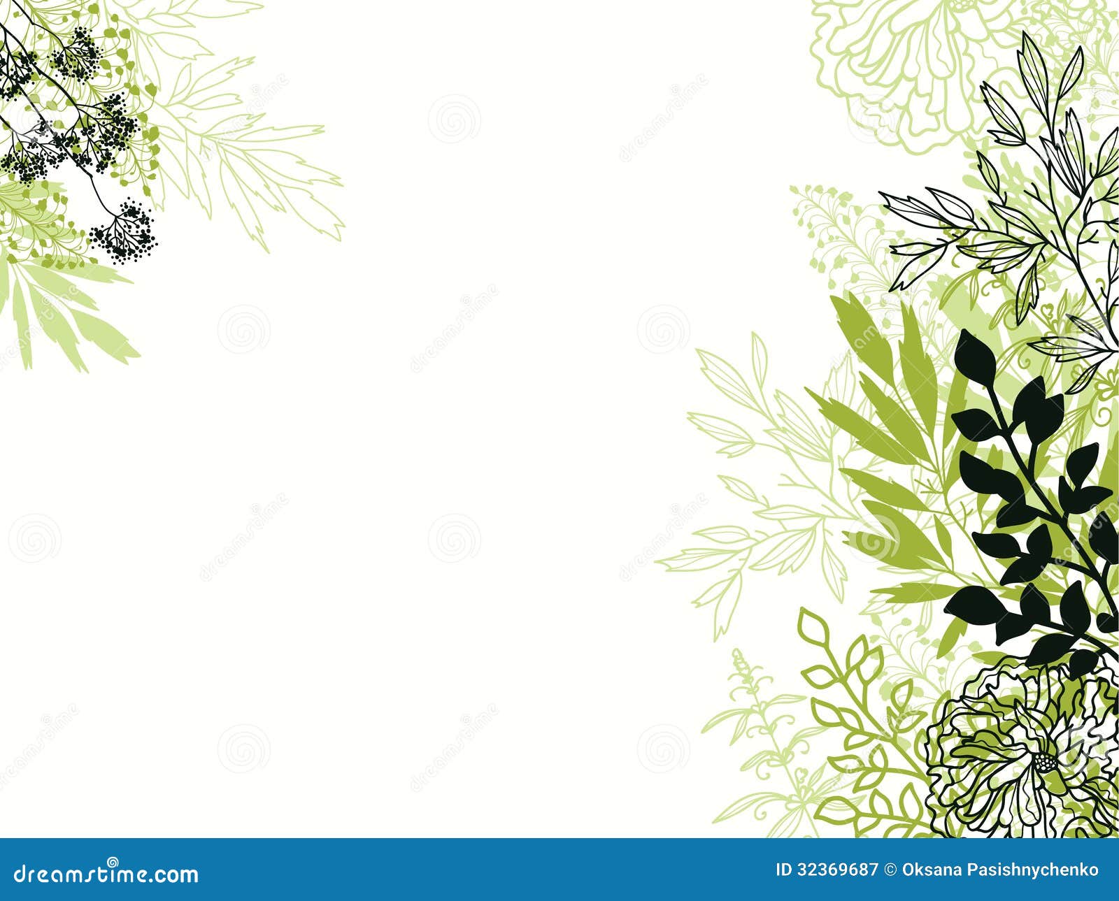 Green and Black Floral Background Backdrop Stock Vector - Illustration