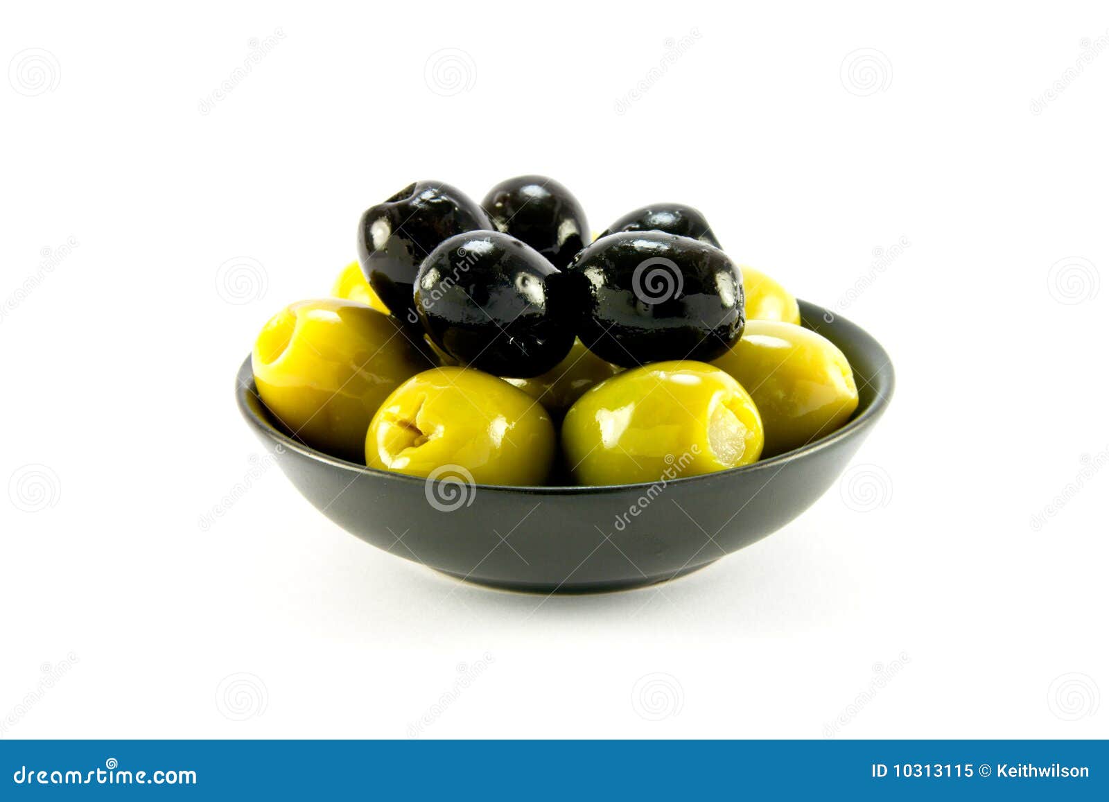Green and Black Olives in a Bowl Stock Image Image of snack, herb