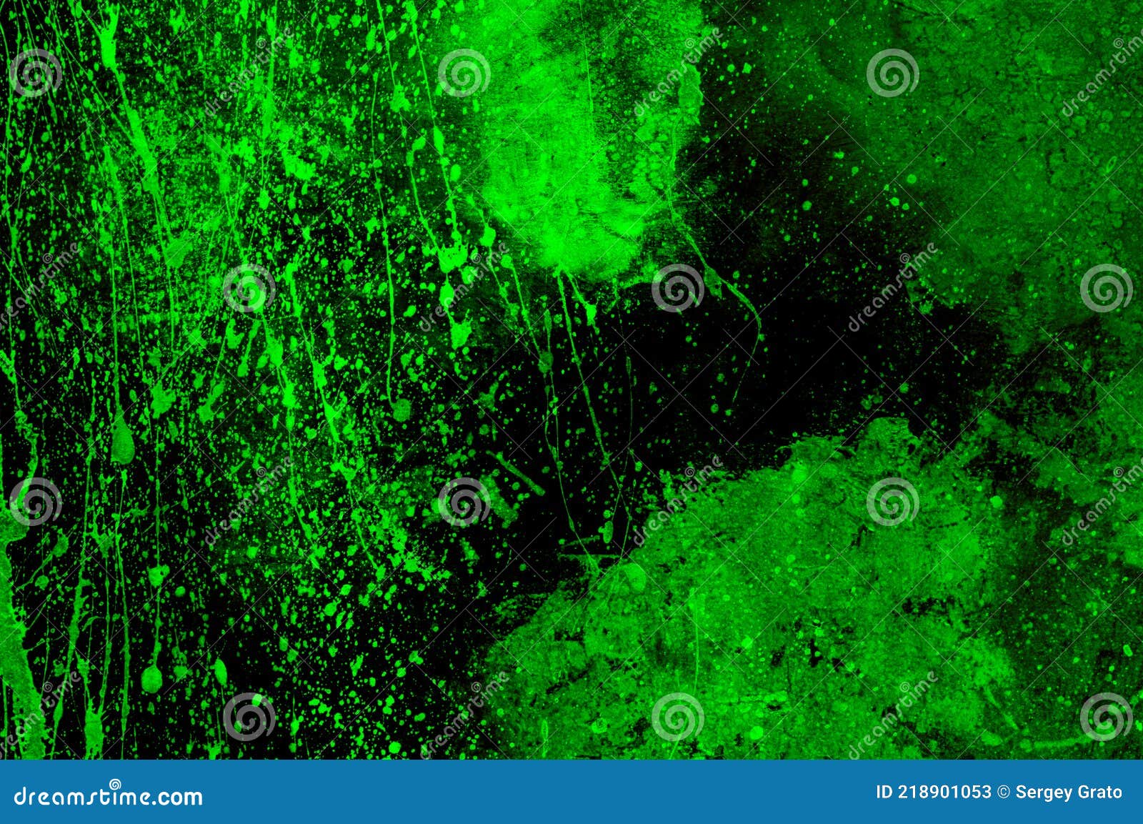 Green Black Structure of a Drop of Green Paint on a Black Wall Green