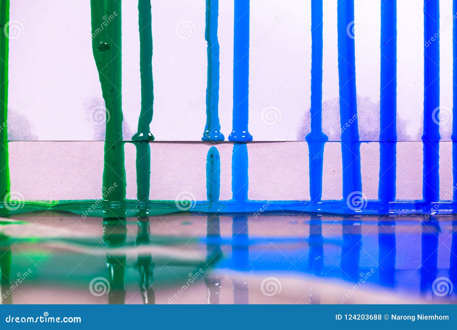 Green and Blue Colors of Screen Print Colors are Dripping Stock Photo ...