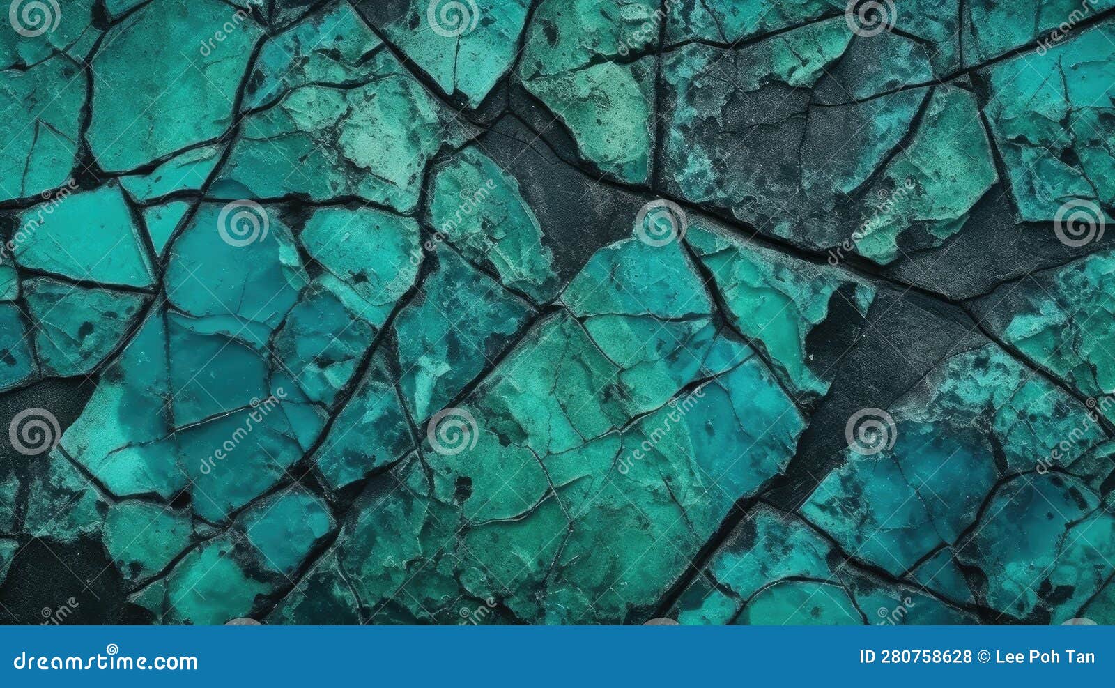 Green Blue Cracked Granite Surface Stone Background Stock Illustration