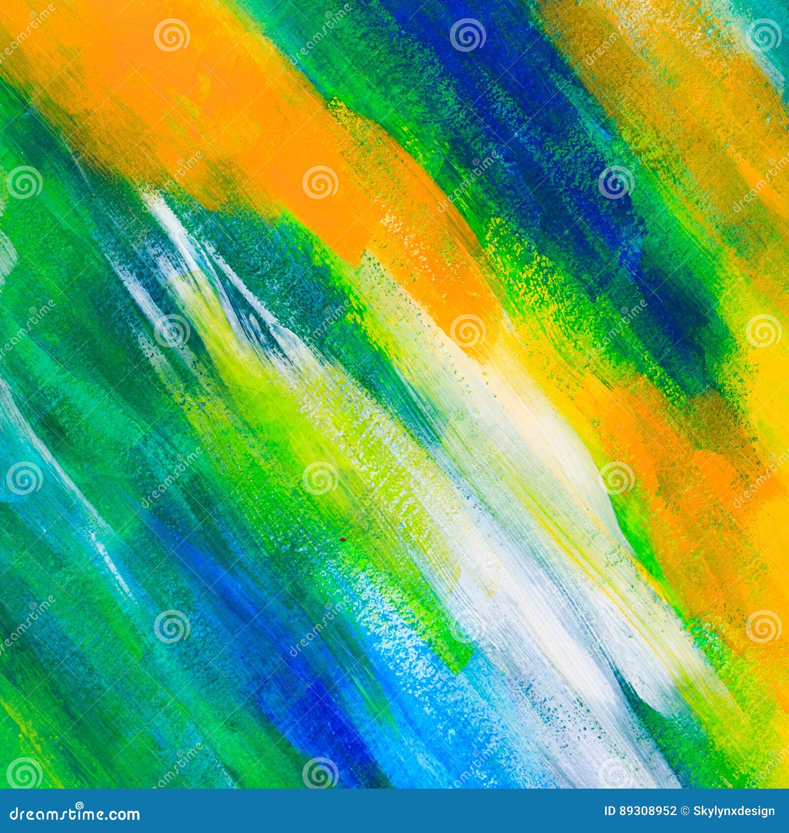 Green, Blue and Orange Painted Texture Background Stock Photo Image