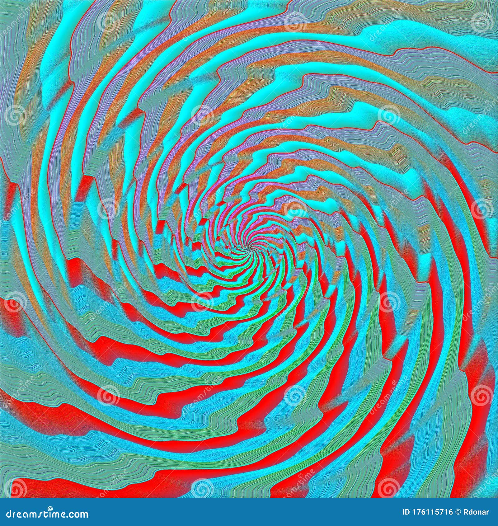 Green Blue Psychedelic Whirl. Turning of Crazy Propeller Stock