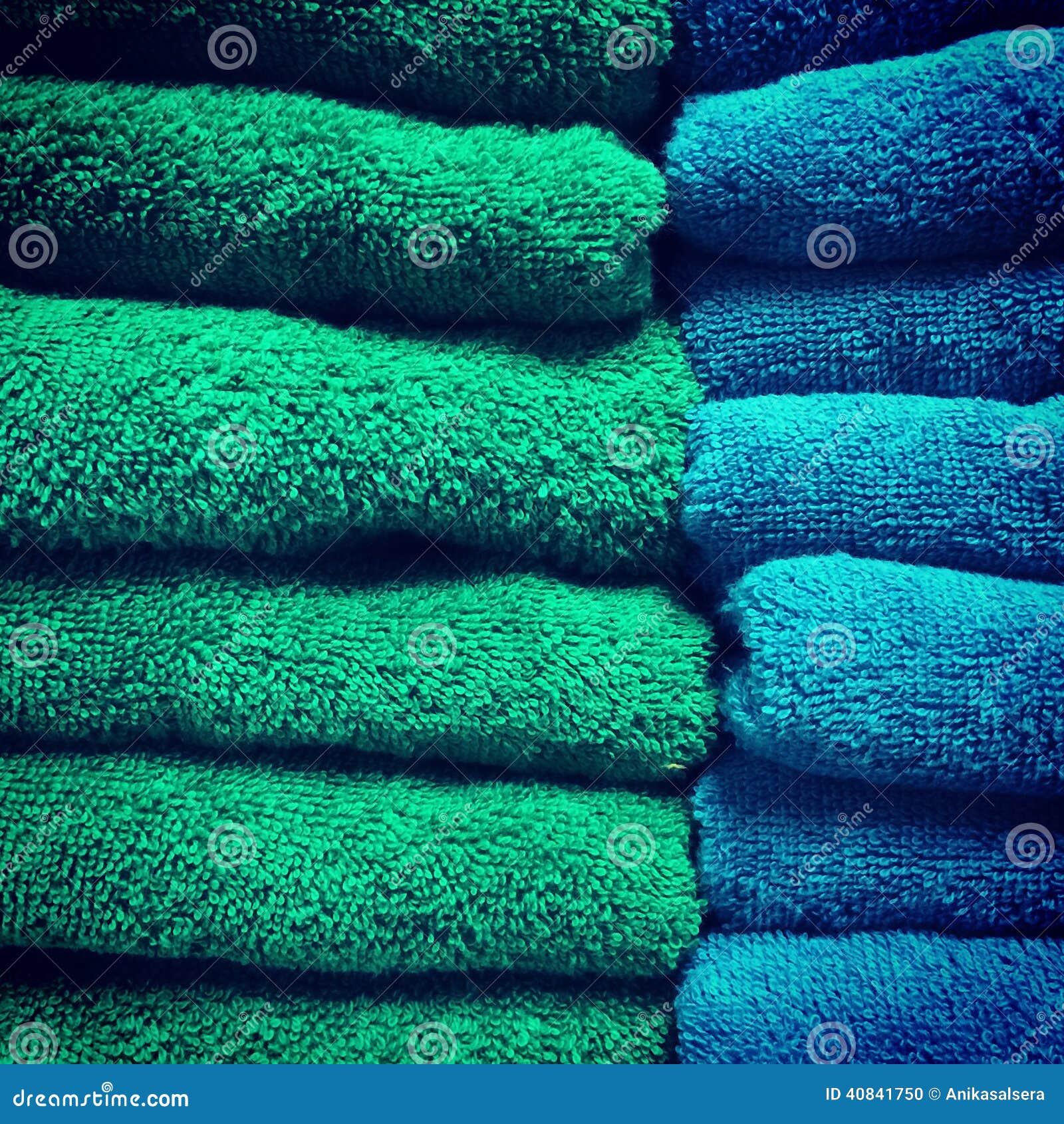 Green and blue towels stock photo. Image of soft, stack 40841750
